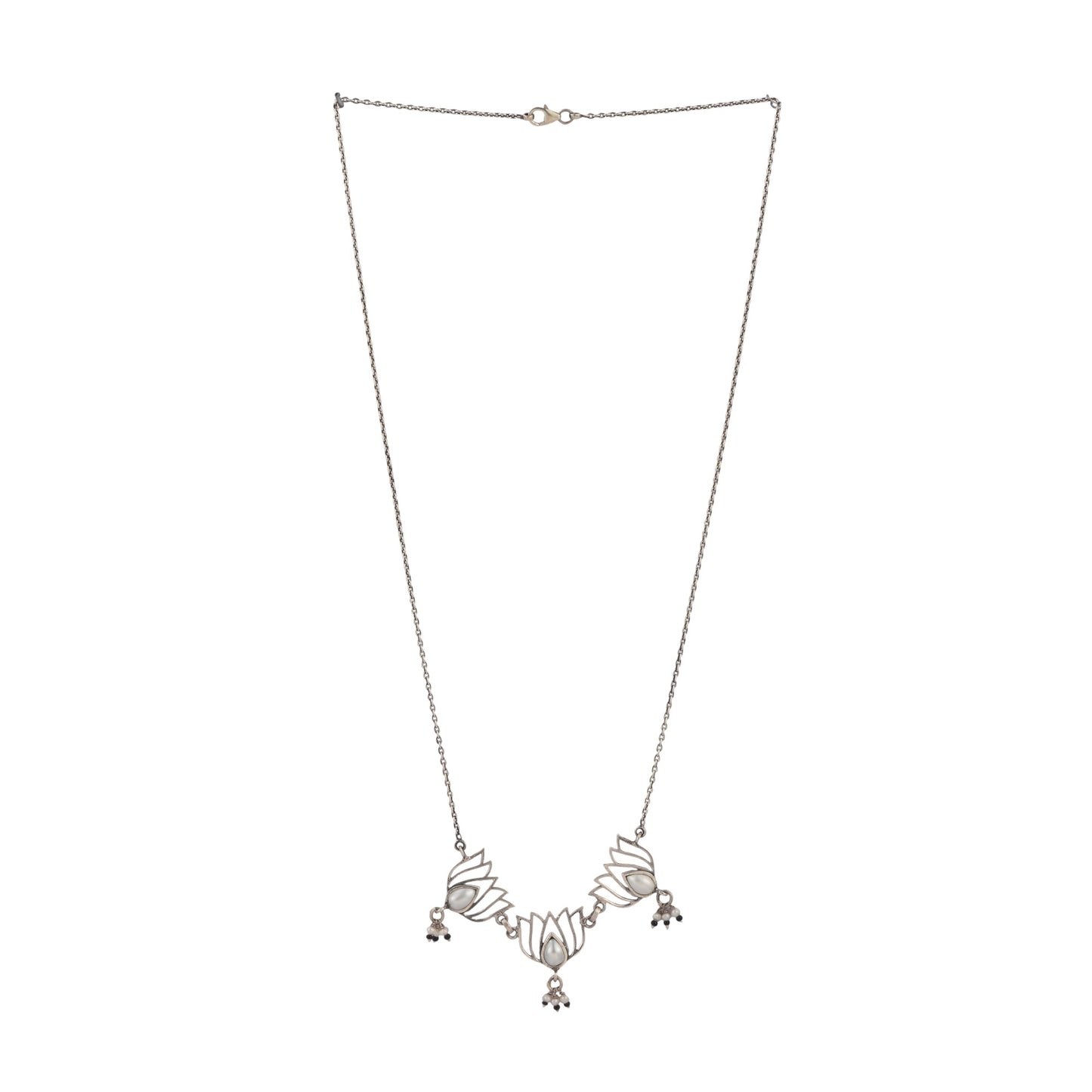 Silver Kamal Phool Necklace