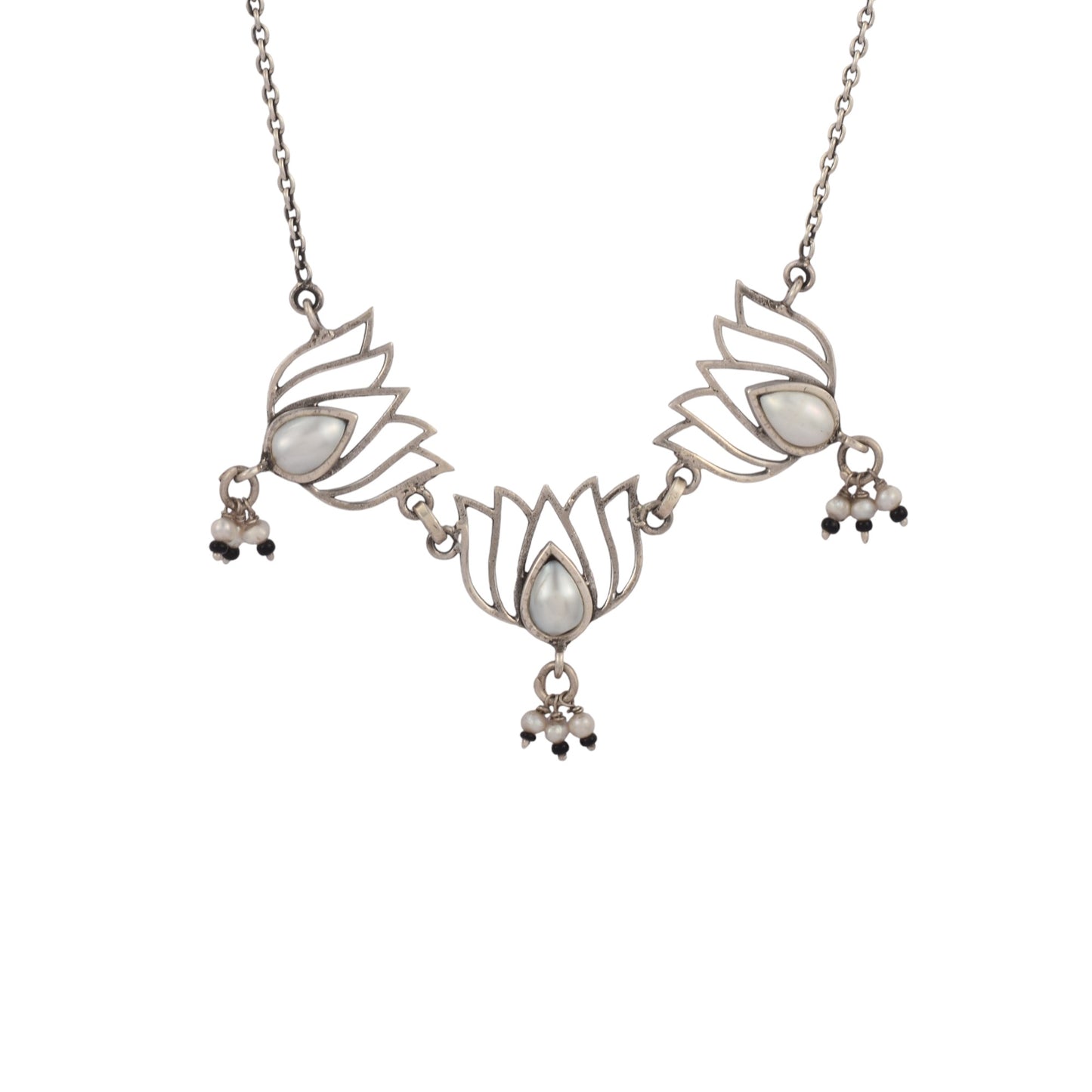 Silver Kamal Phool Necklace