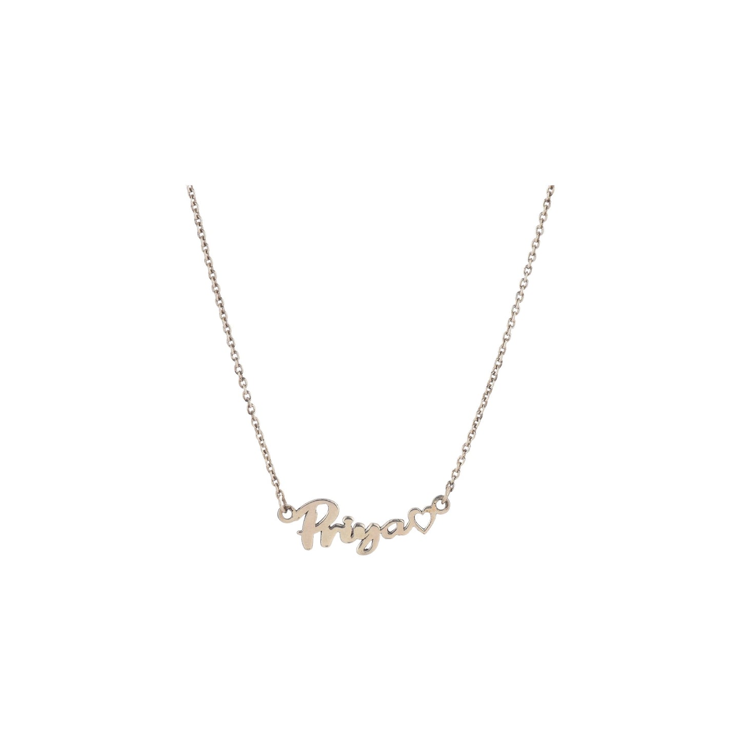 Silver Personalized Name Necklace With Heart