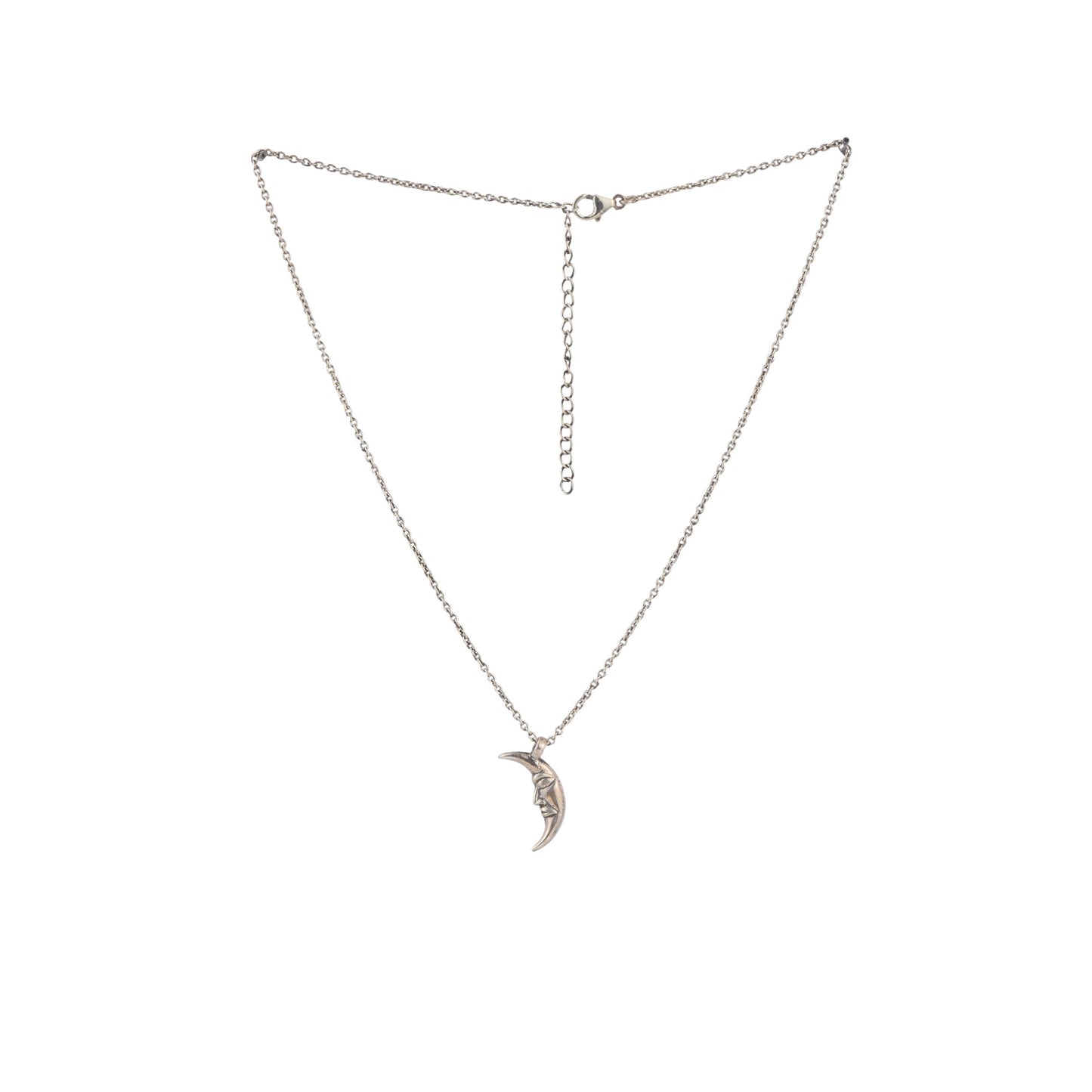 Silver Half Moon Charm Pendant With Chain