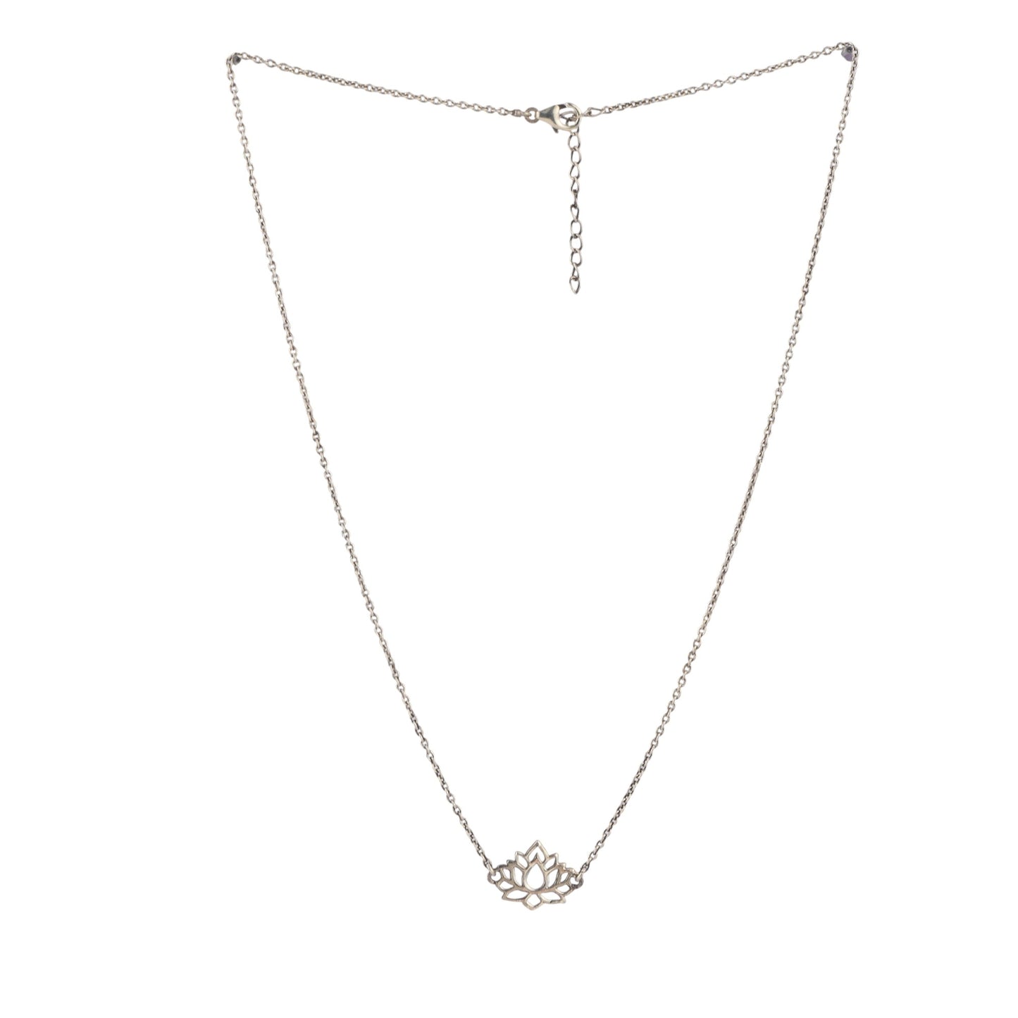 Silver Lotus Charm Necklace