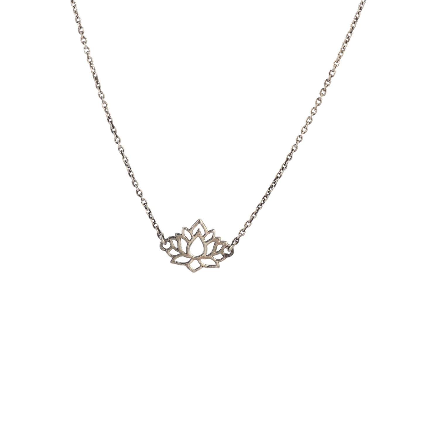 Silver Lotus Charm Necklace