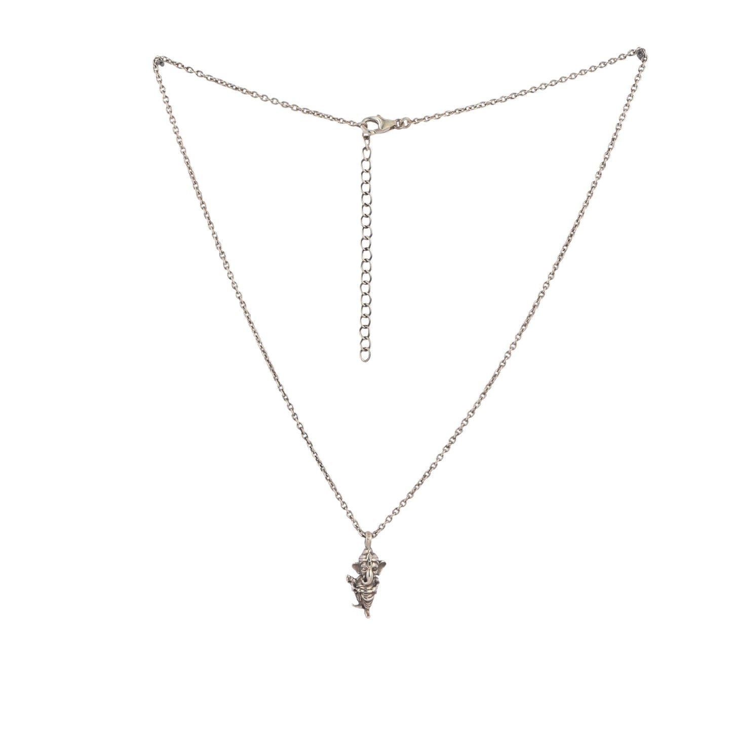 Silver Ganesha Idol Pendant With Chain