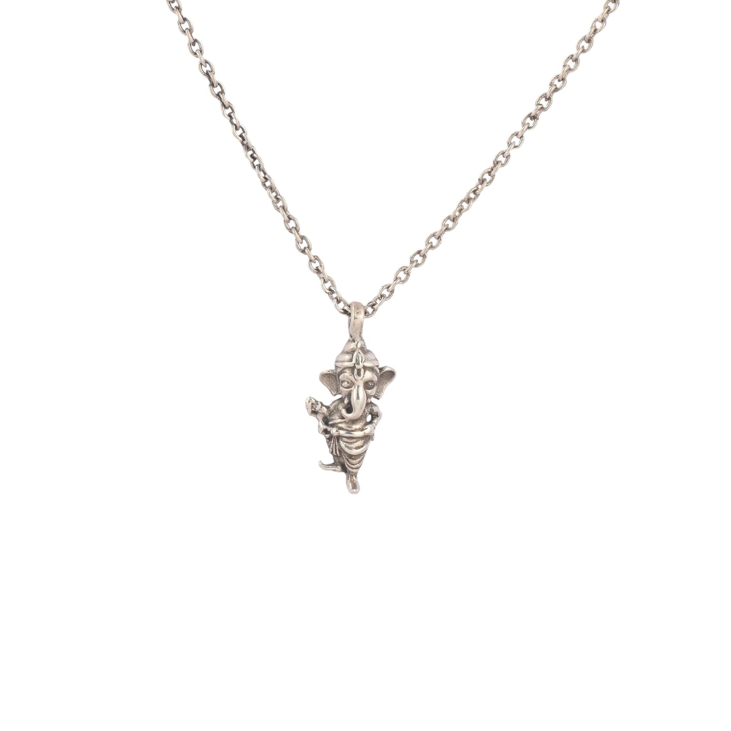 Silver Ganesha Idol Pendant With Chain