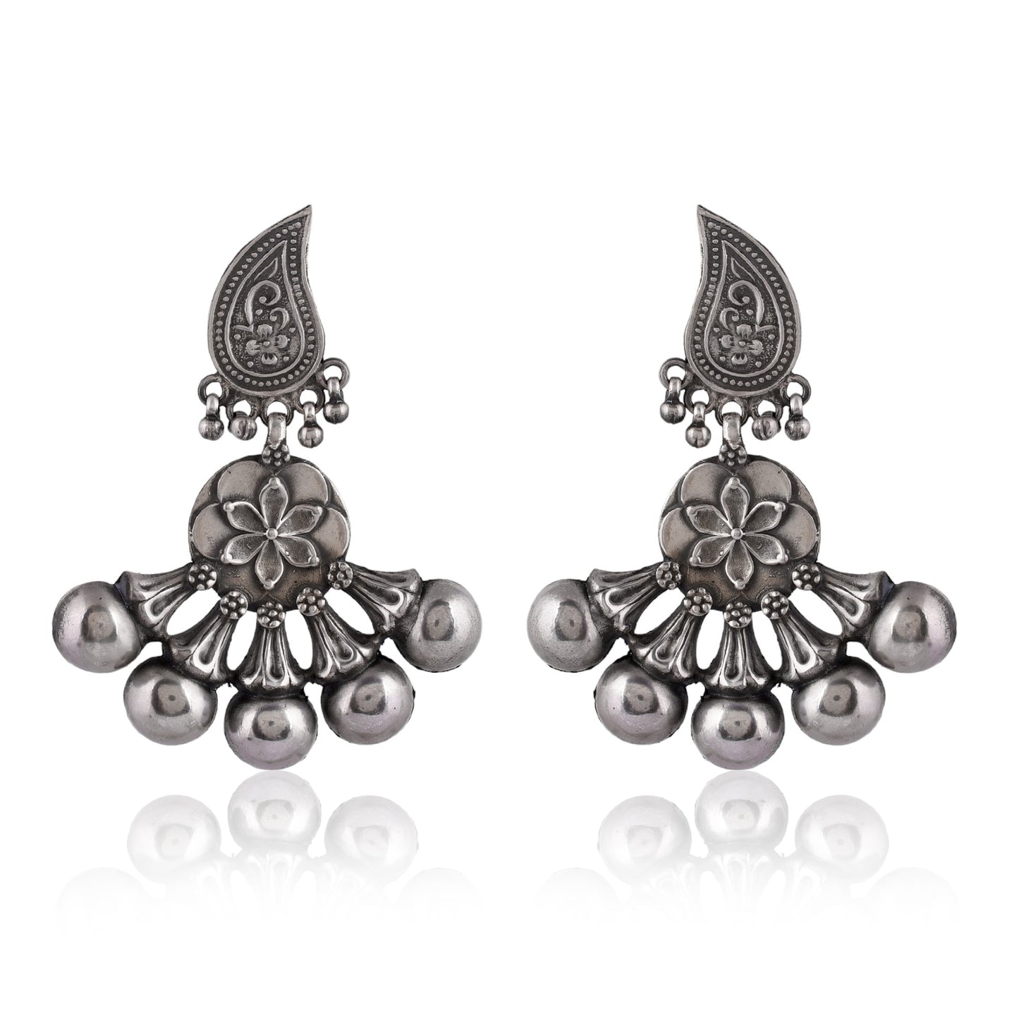 Silver Flower Bouquet Earrings