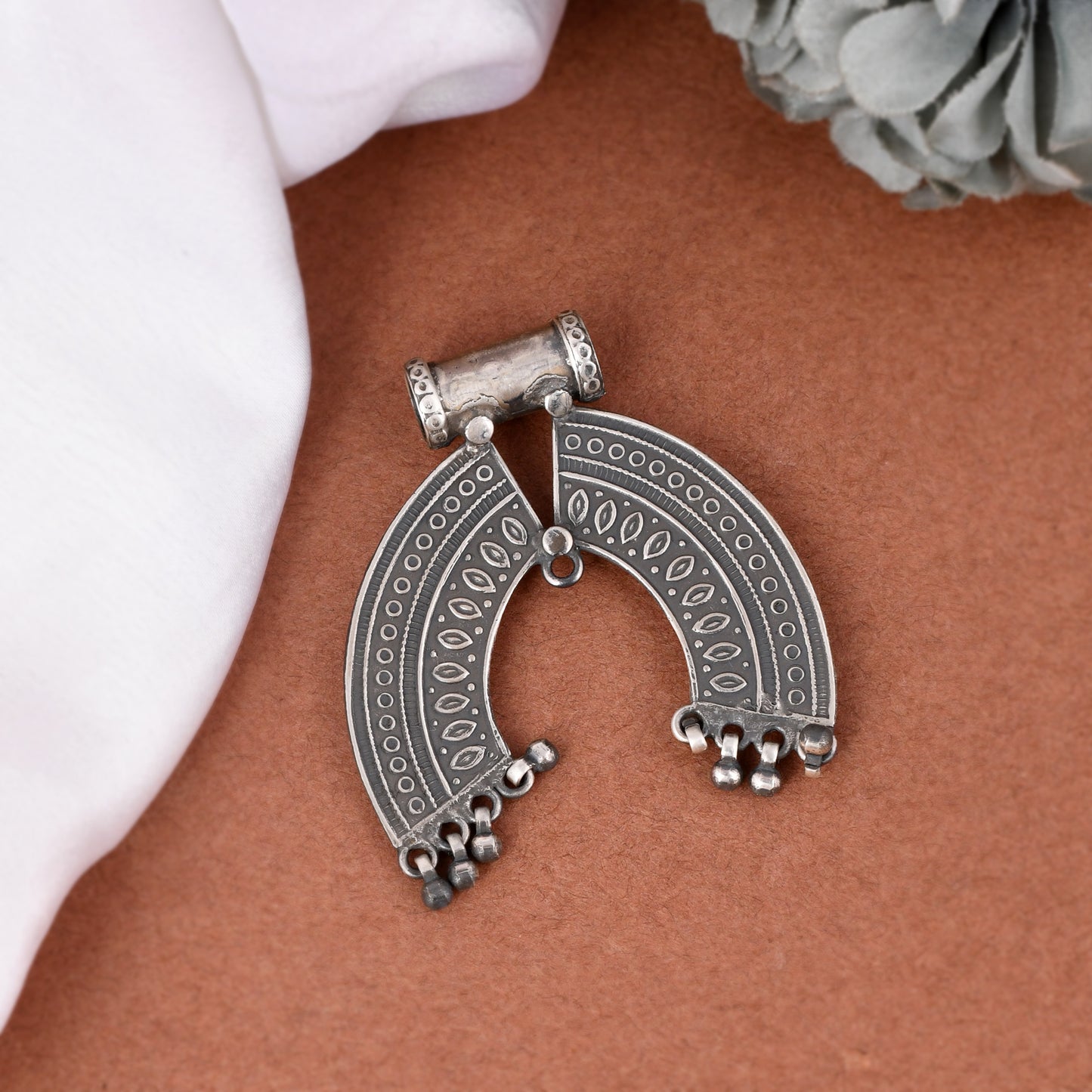 Boho Bell Arch Silver Pendant
