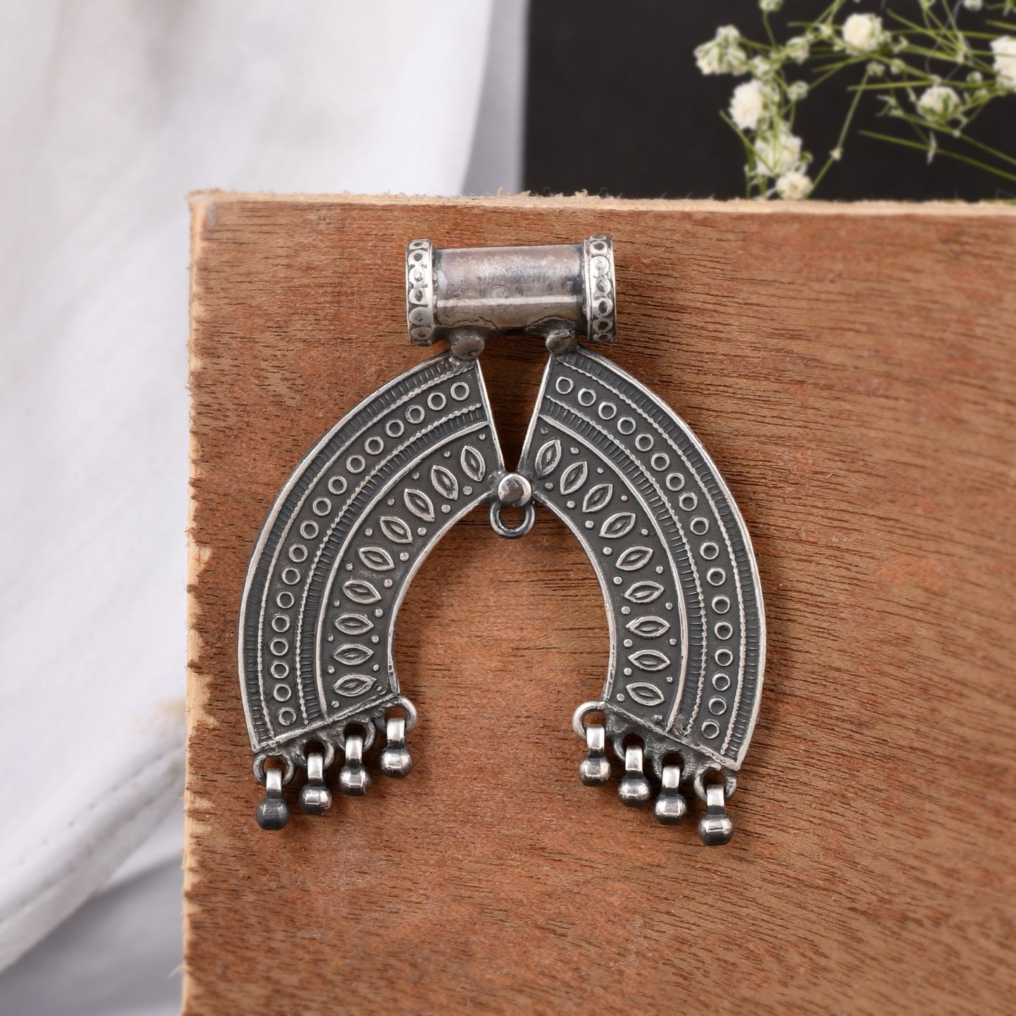 Boho Bell Arch Silver Pendant