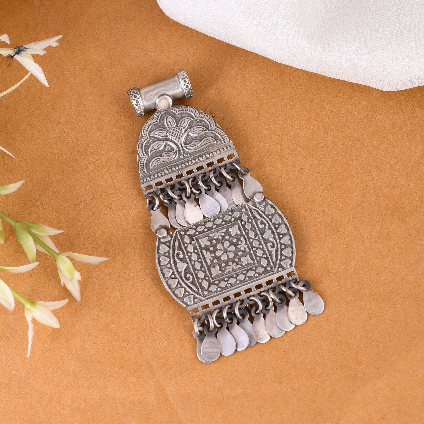 Silver Mandala Shringar Pendant