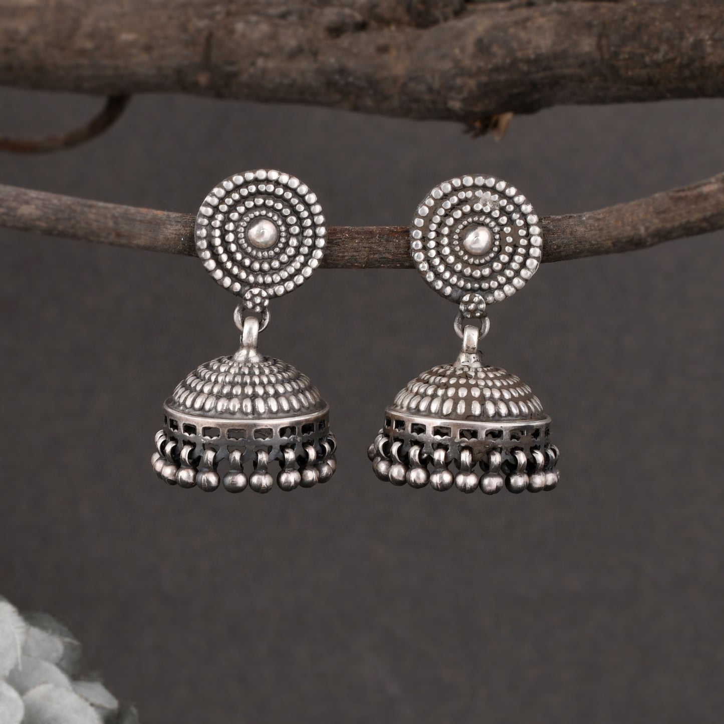 Silver Jalebi Jhumka Earrings
