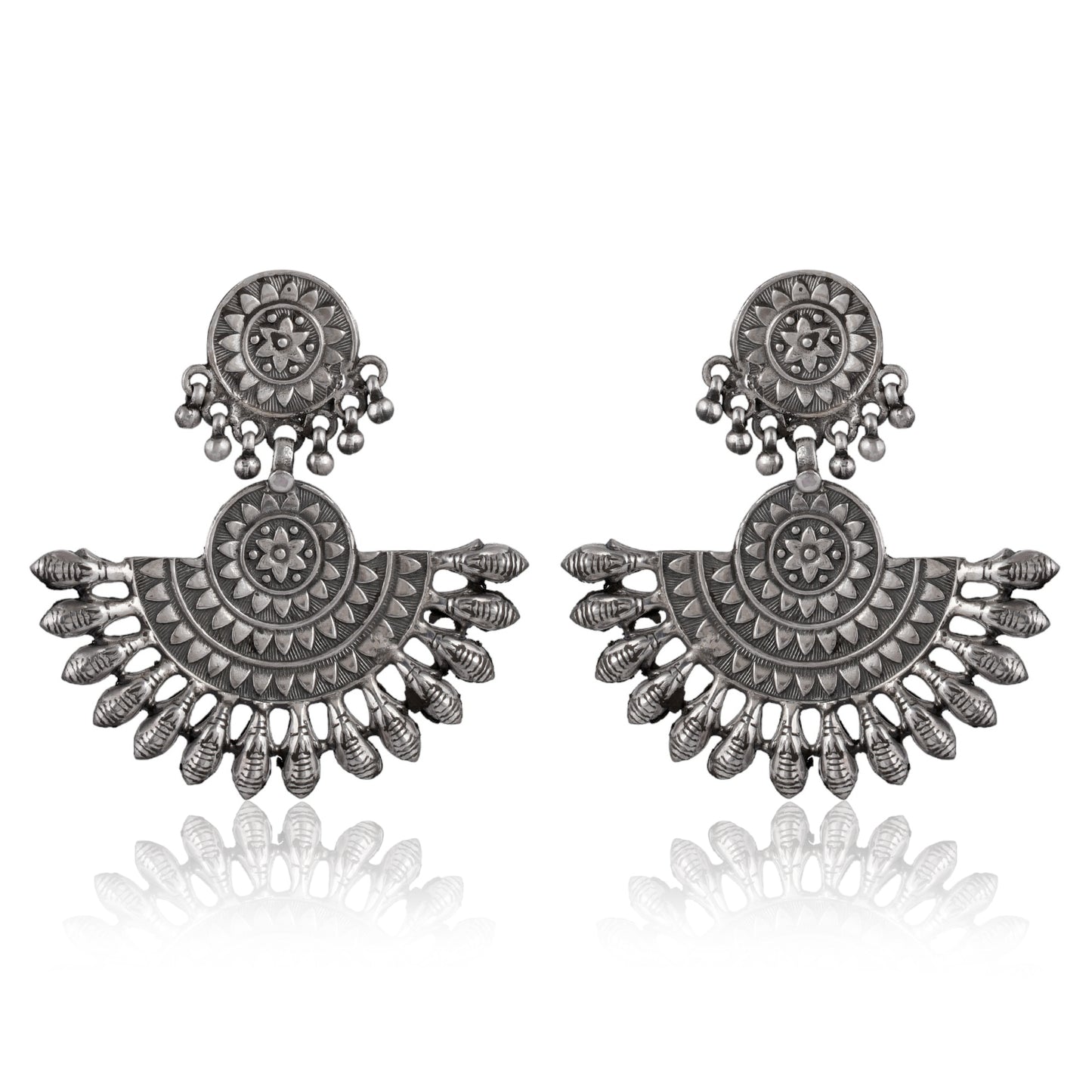 Silver Saanjh Sphere Jhumka Earrings