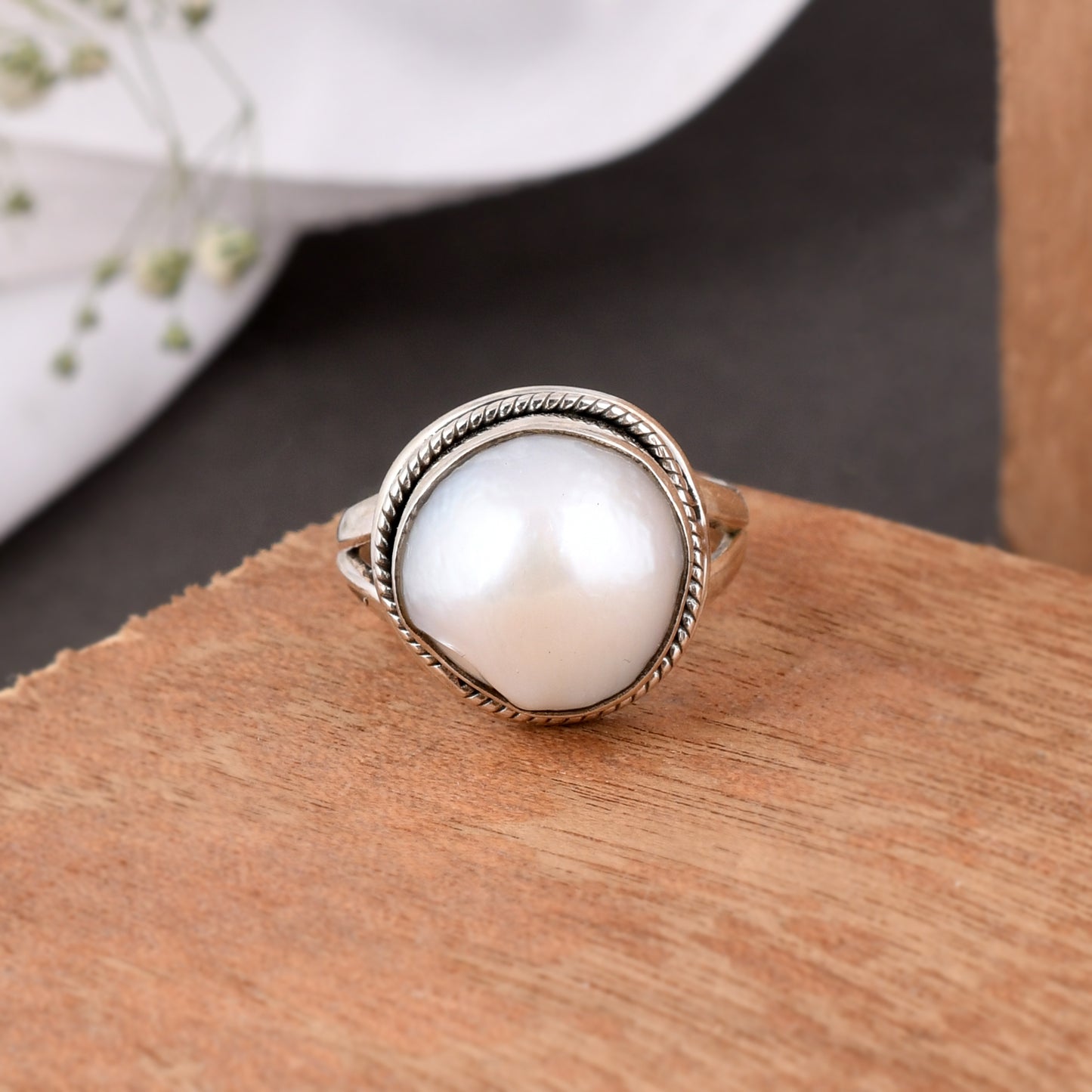 Silver Freshwater Pearl Ring