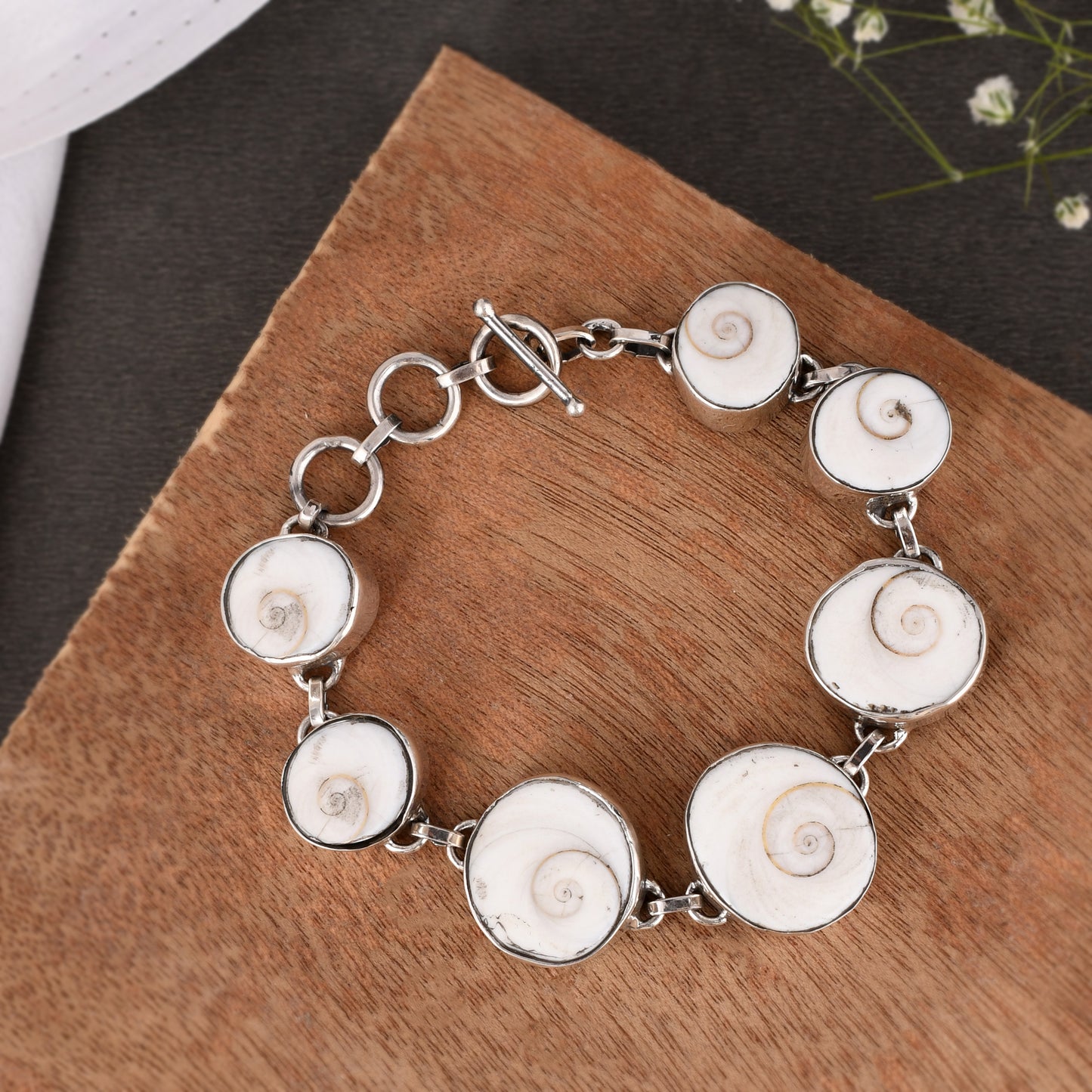 Silver Sea Shell Drop Bracelet