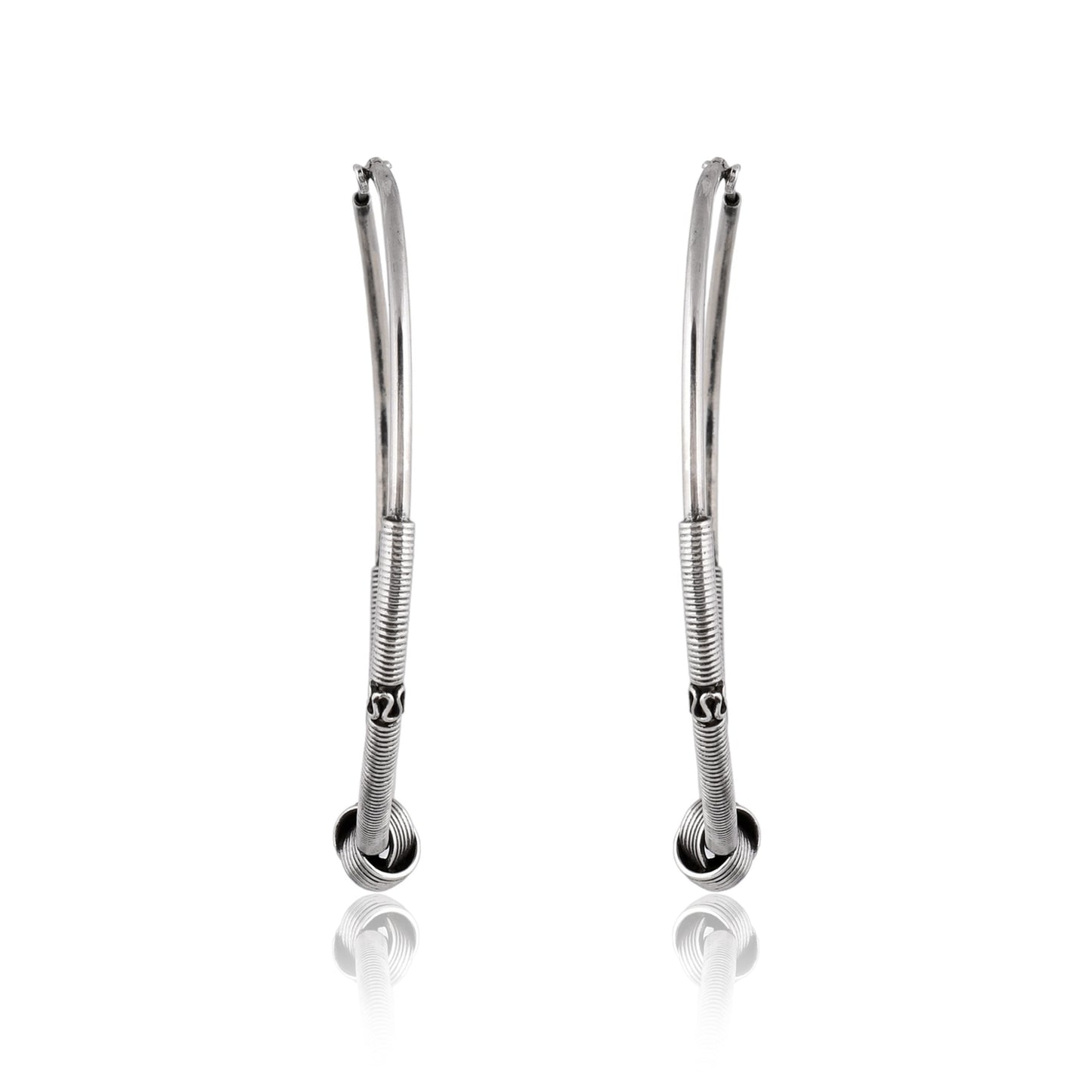 Silver Tribal Big Hoop Earrings