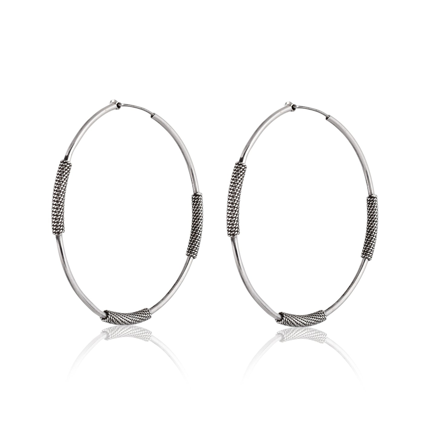 Silver Tri Spiral Hoop Earrings