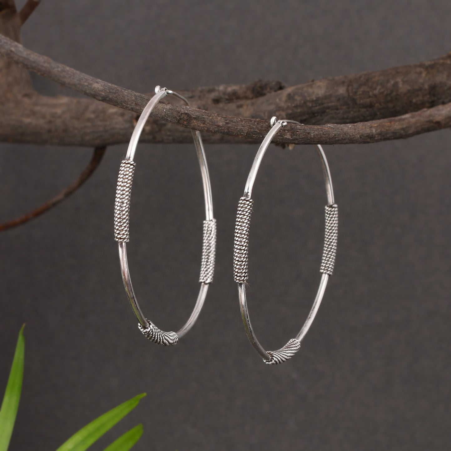 Silver Tri Spiral Hoop Earrings