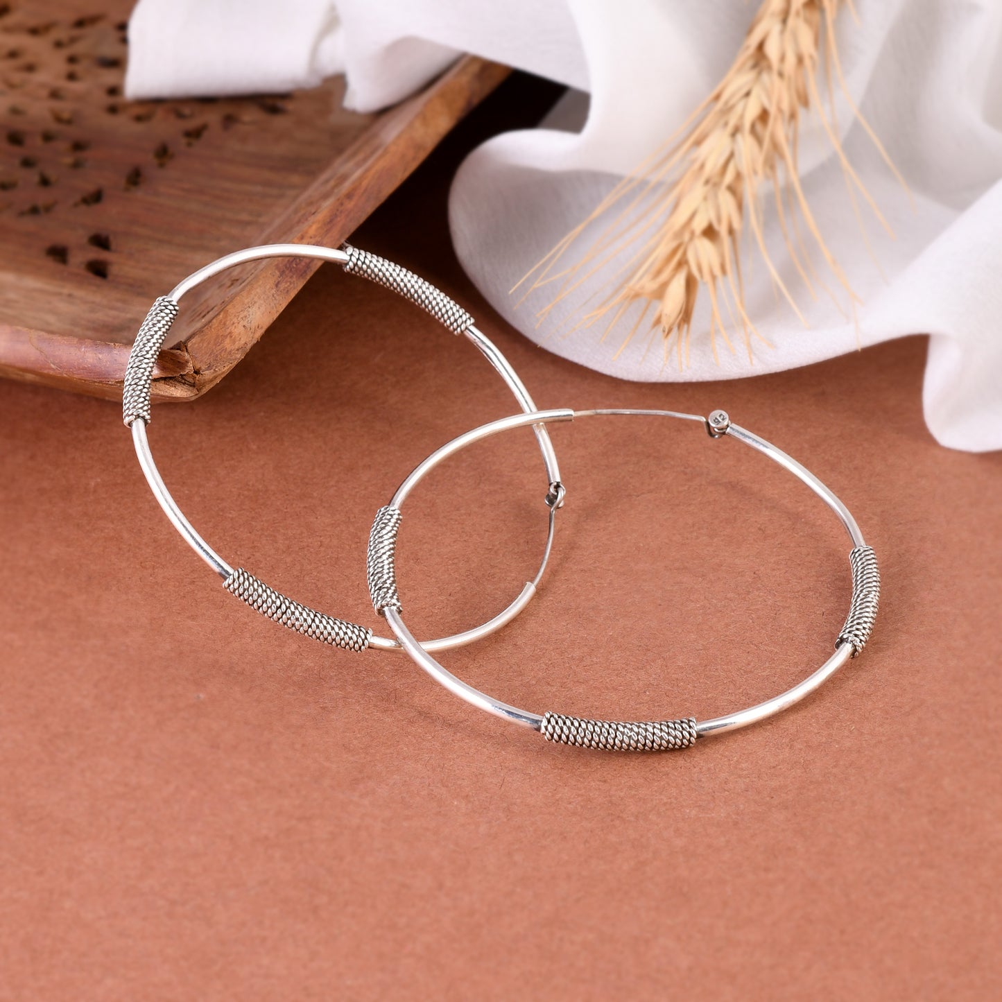 Silver Tri Spiral Hoop Earrings