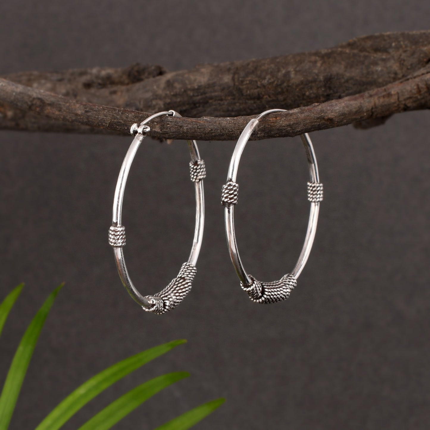 Silver Antique Loop Earrings