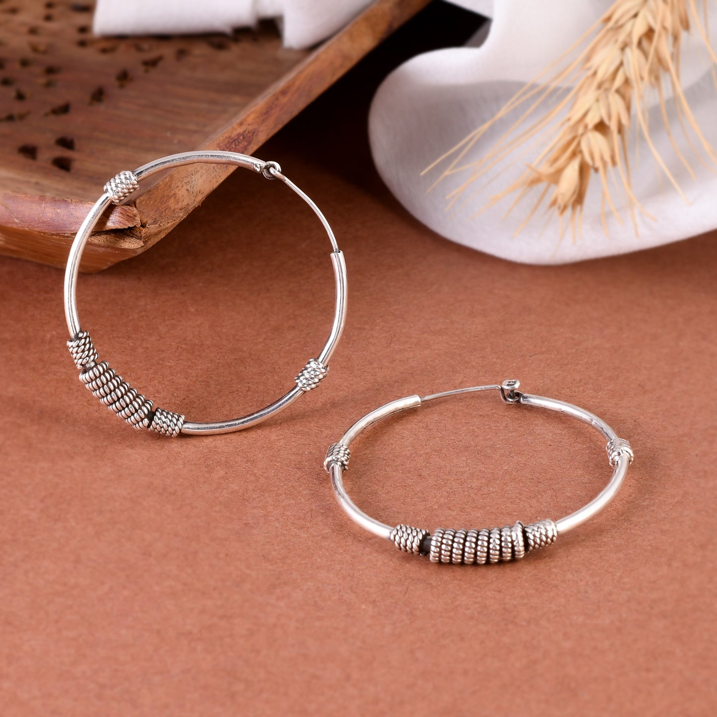 Silver Antique Loop Earrings