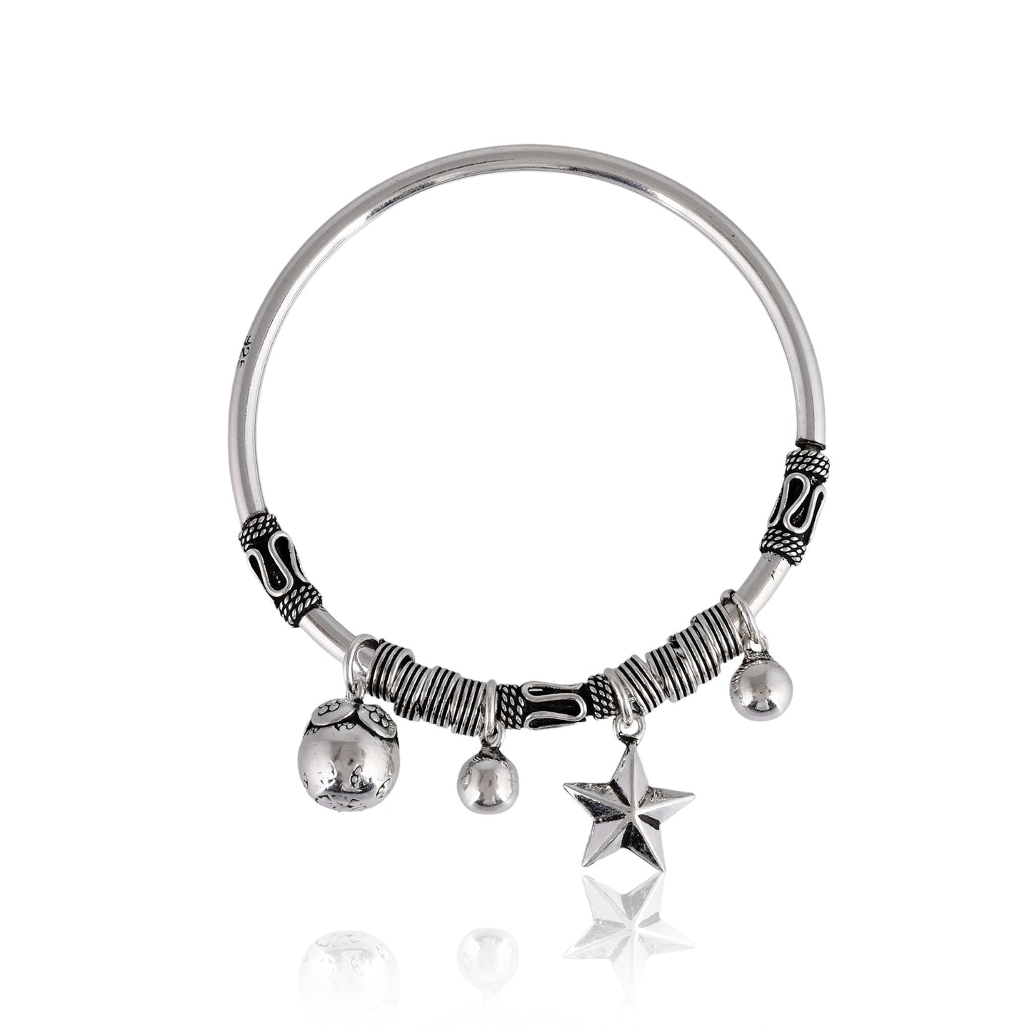 Silver Star Charm And Droplet Bracelet