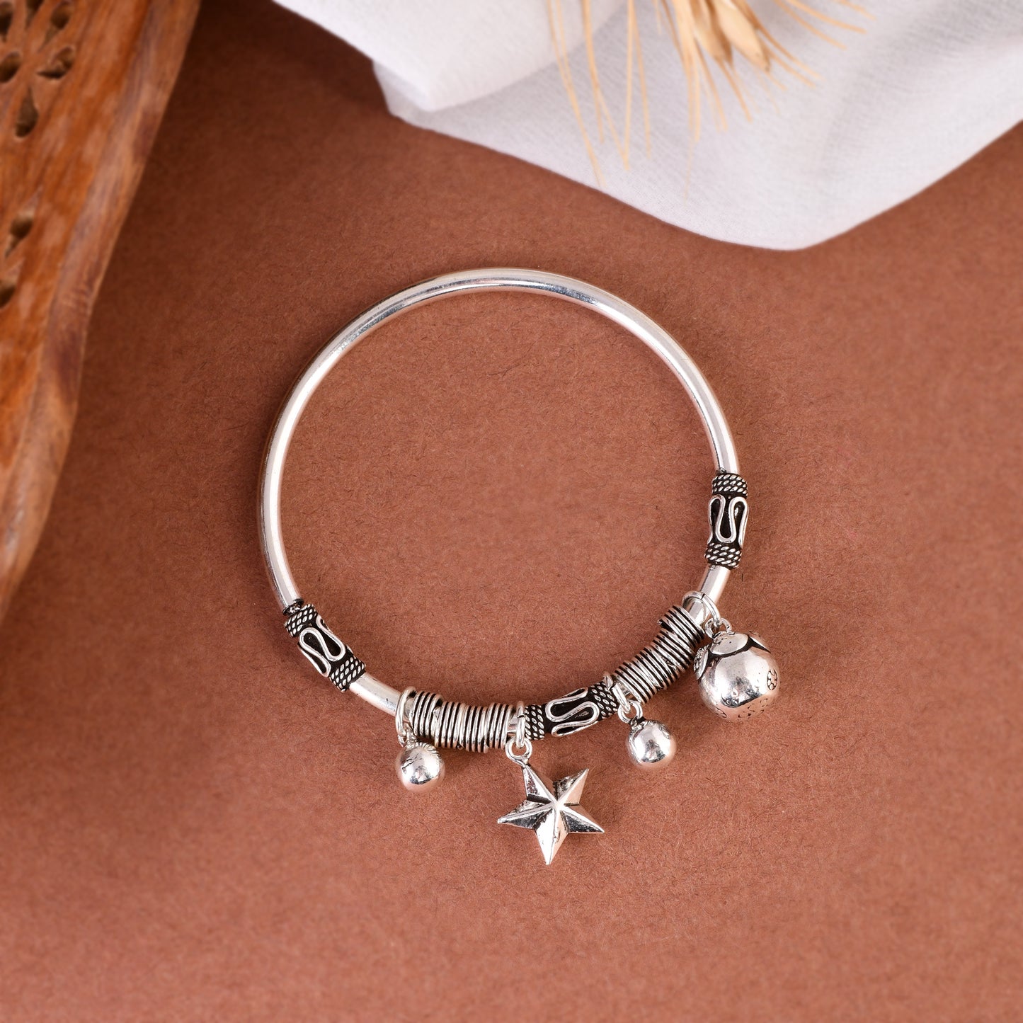 Silver Star Charm And Droplet Bracelet