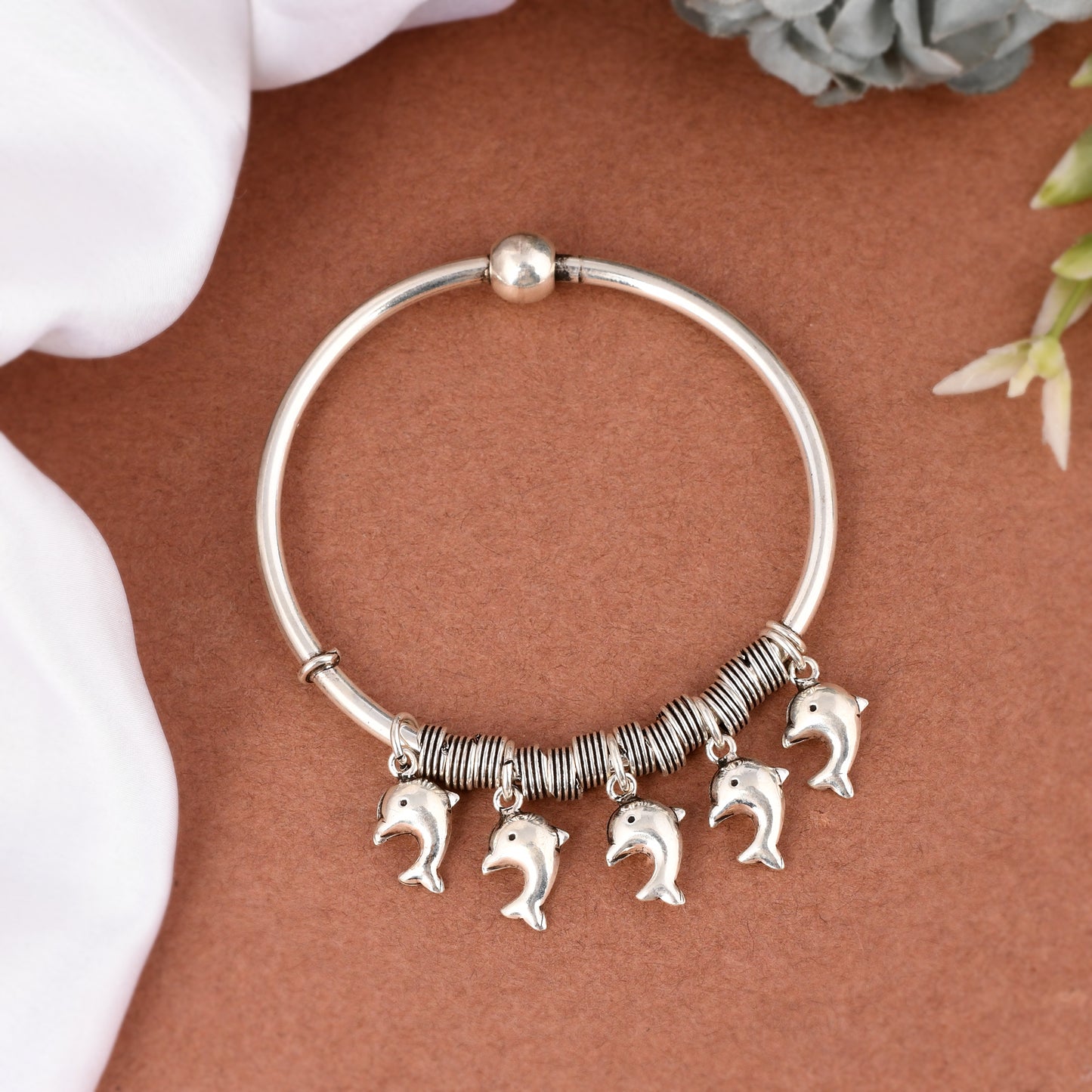 Silver Dolphin Charm Bracelet/Bangle