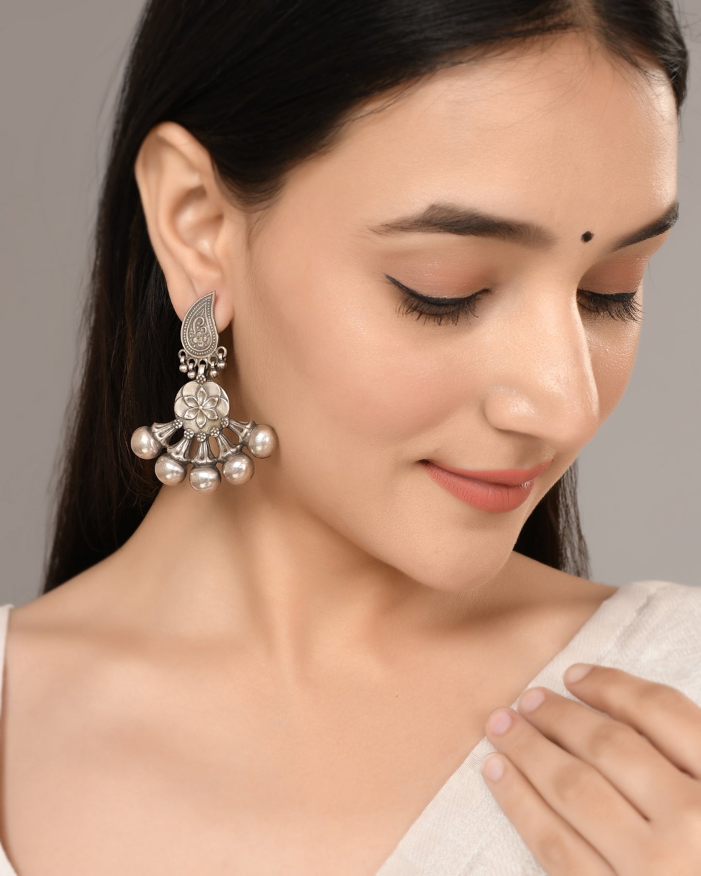 Silver Flower Bouquet Earrings