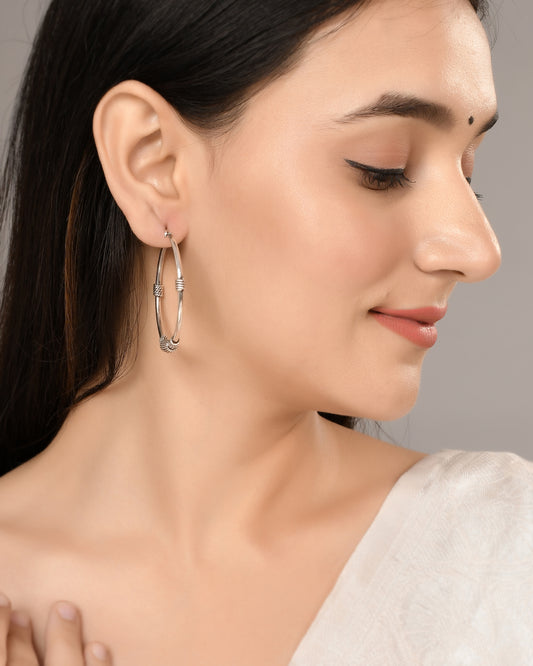 Silver Antique Loop Earrings