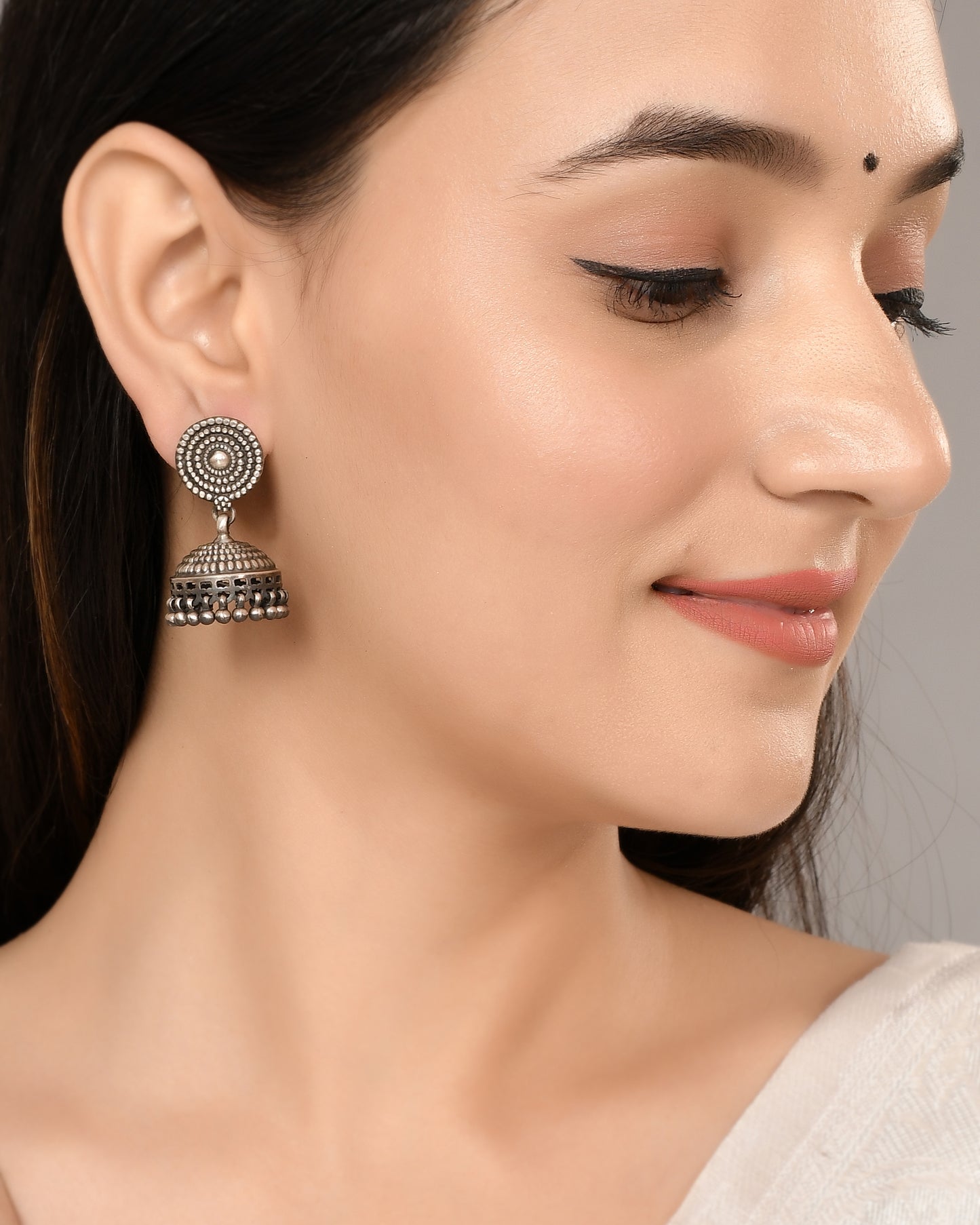 Silver Jalebi Jhumka Earrings