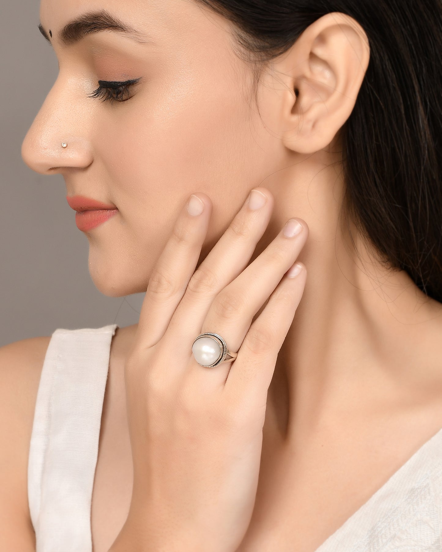 Silver Freshwater Pearl Ring