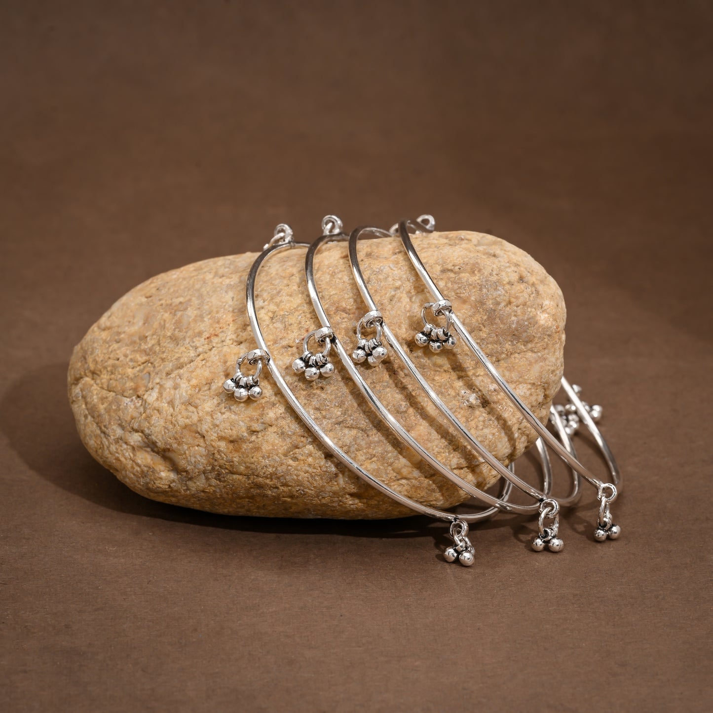 Silver Tinkling Bells Kada Bangle