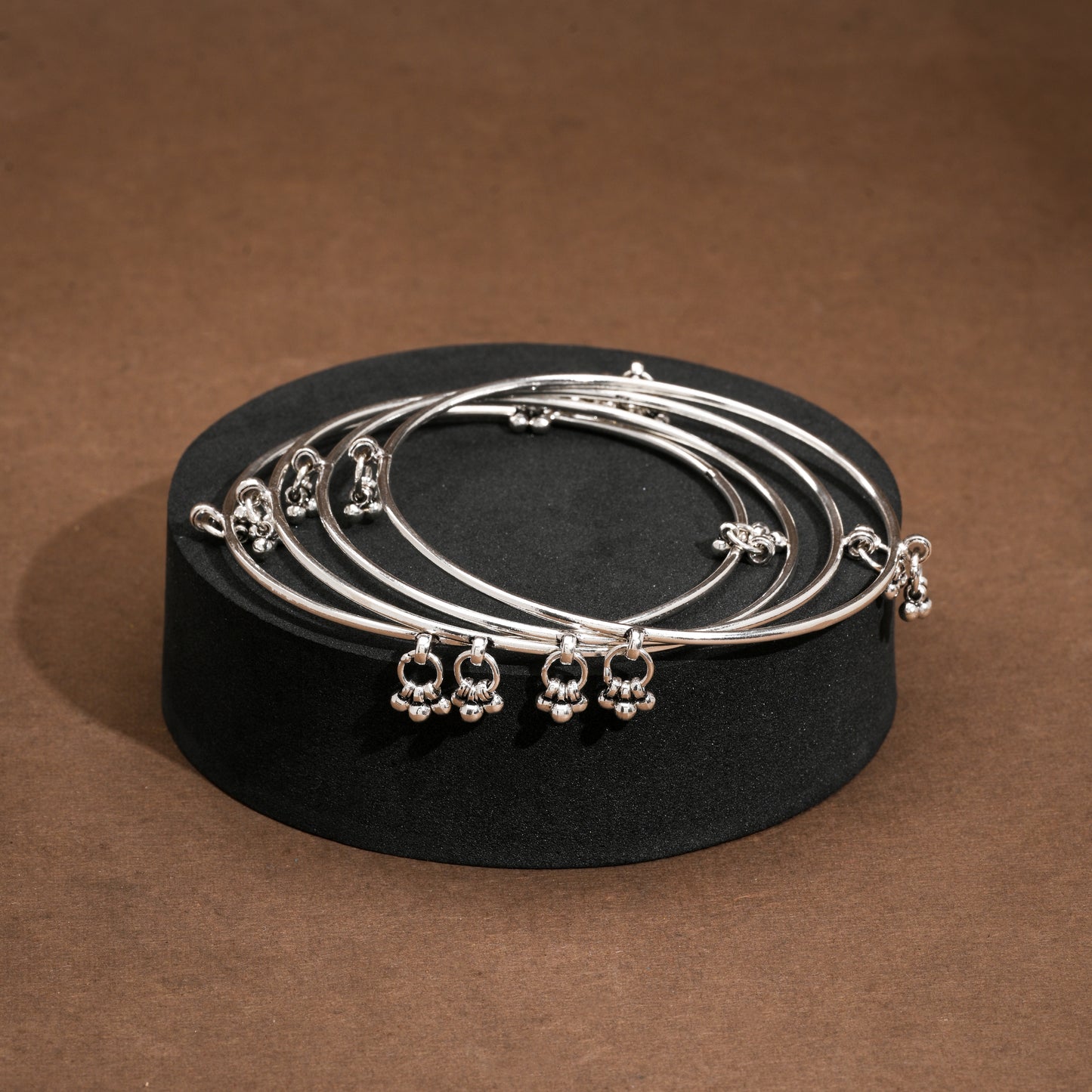 Silver Tinkling Bells Kada Bangle