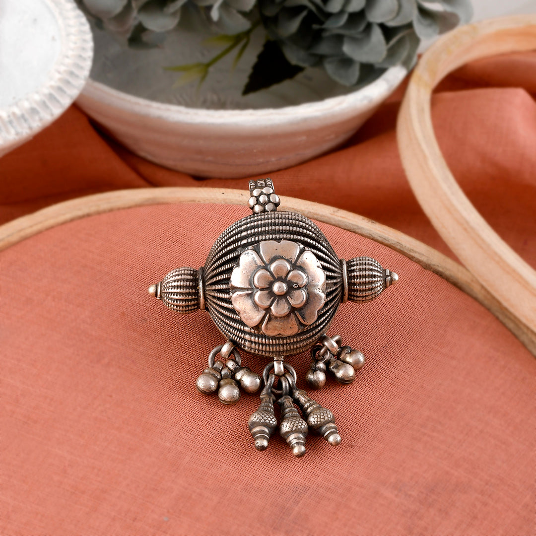 Silver Rose Ball Pendant