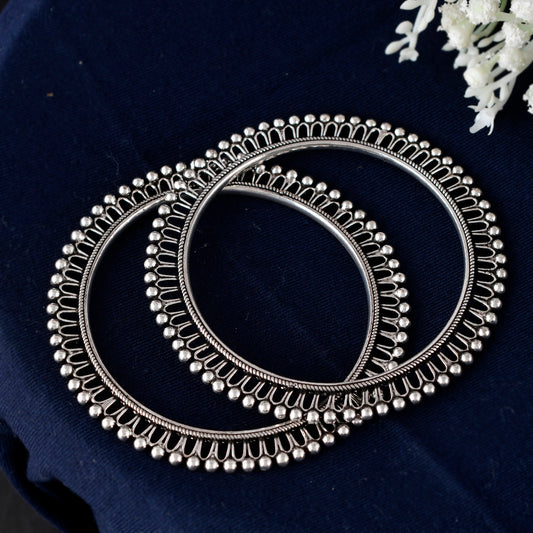 Silver Rava Spikes Bangles( Pair)