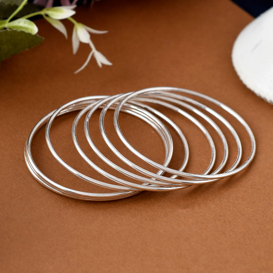 Silver Plain Chudi Bangles( 4 Pieces)