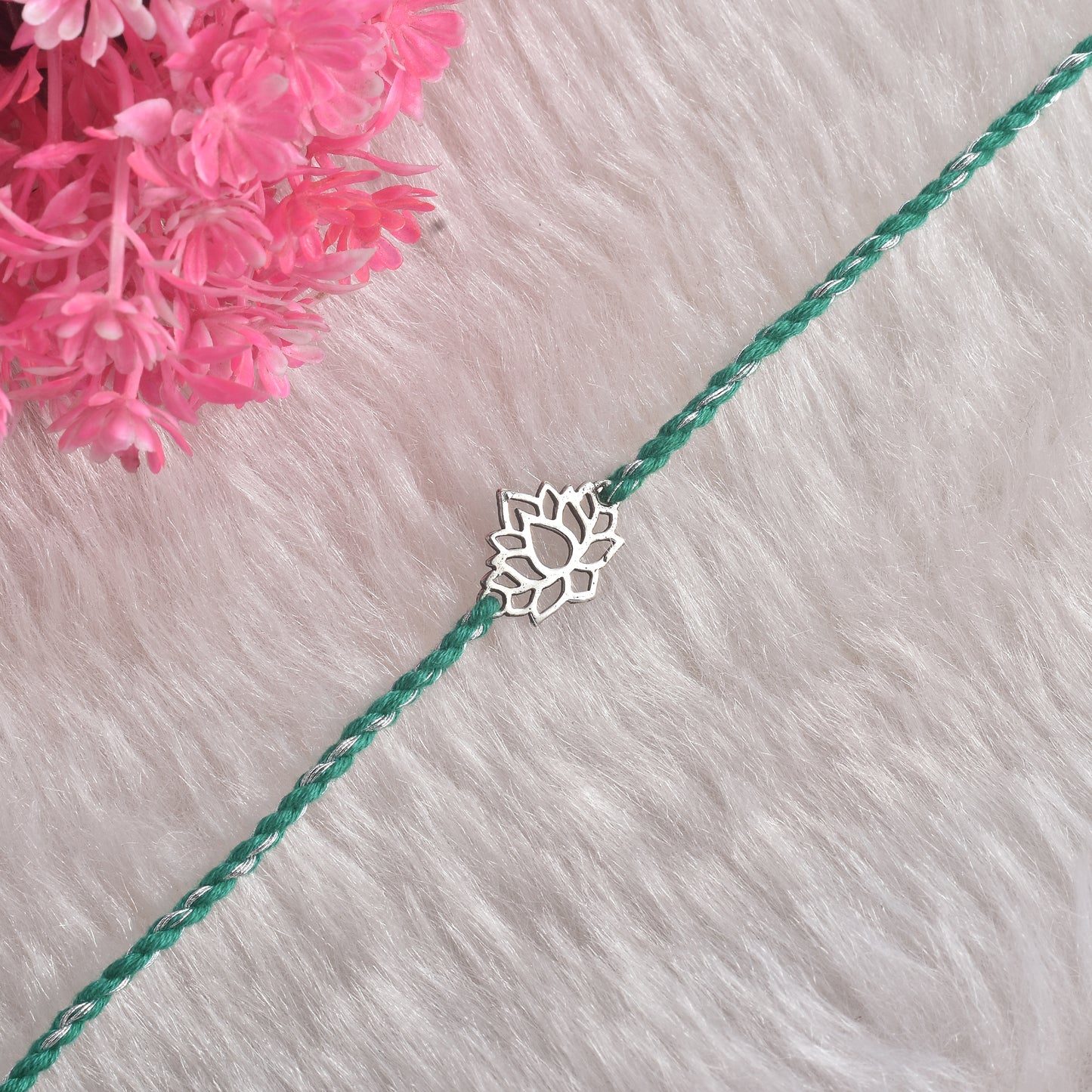 Silver Lotus Flower Rakhi