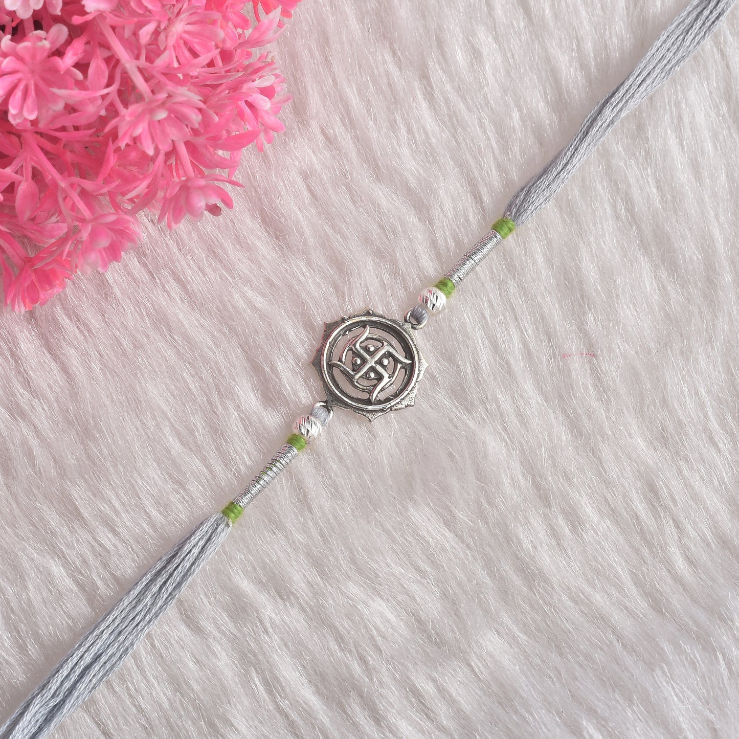 Silver Swastik Grace Rakhi