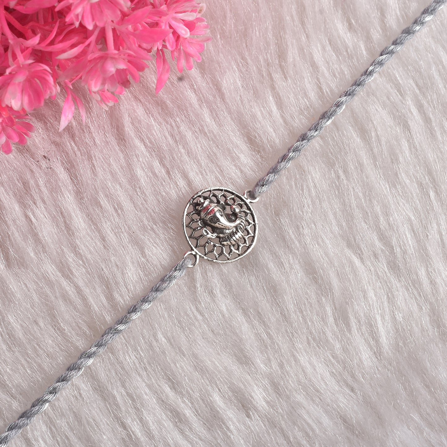 Silver Vighnaharta Ganesha Rakhi