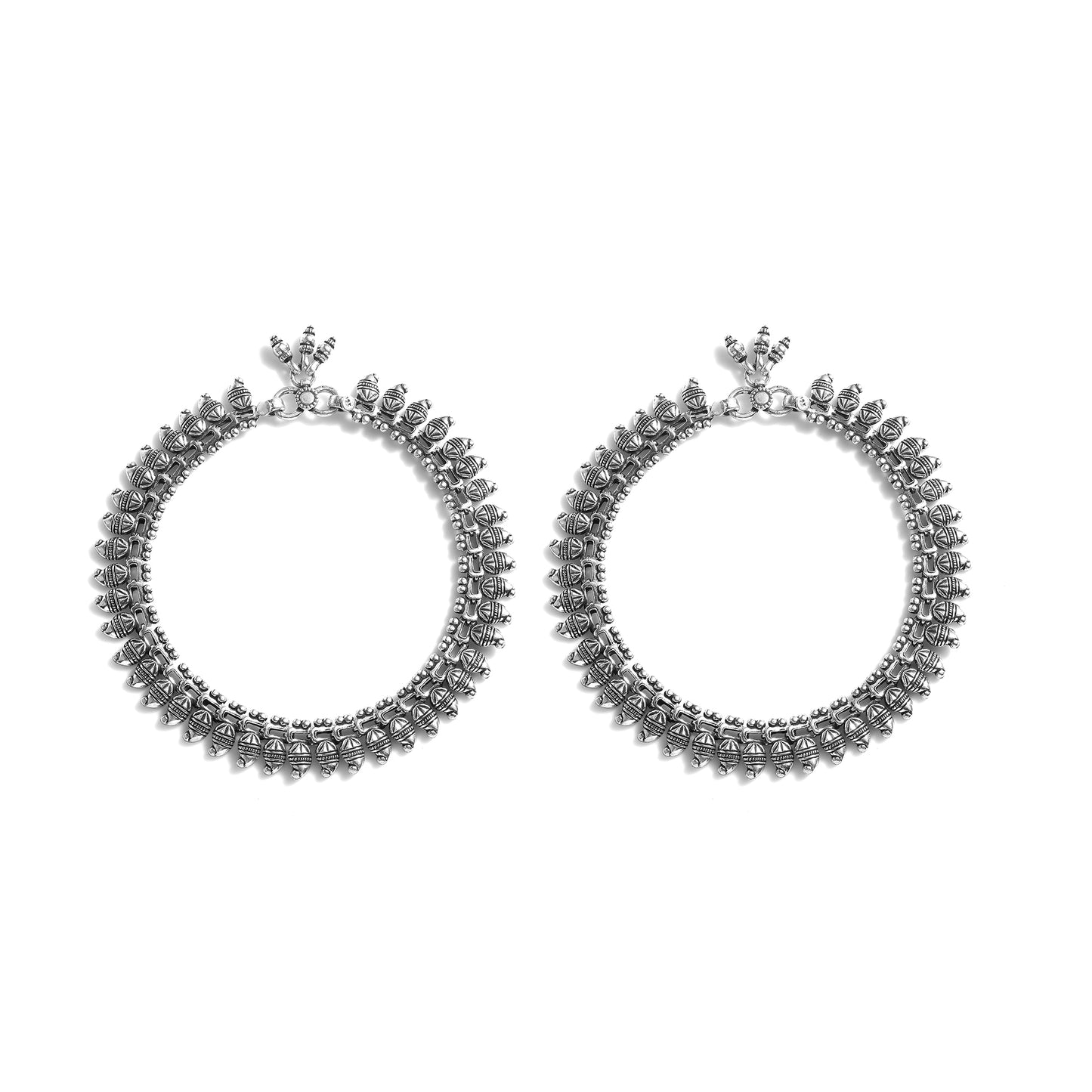 Silver Tribal Leaf Anklet( Pair)