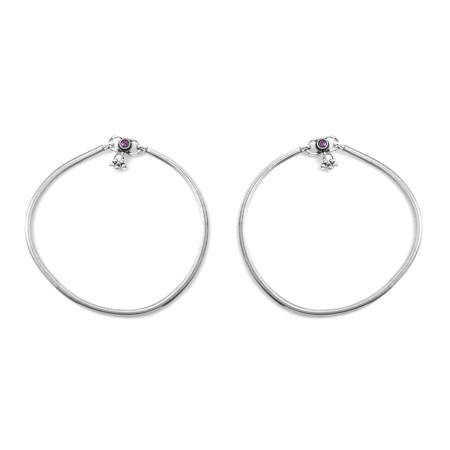 Silver Dazzling Plain Chain Anklet( Pair)
