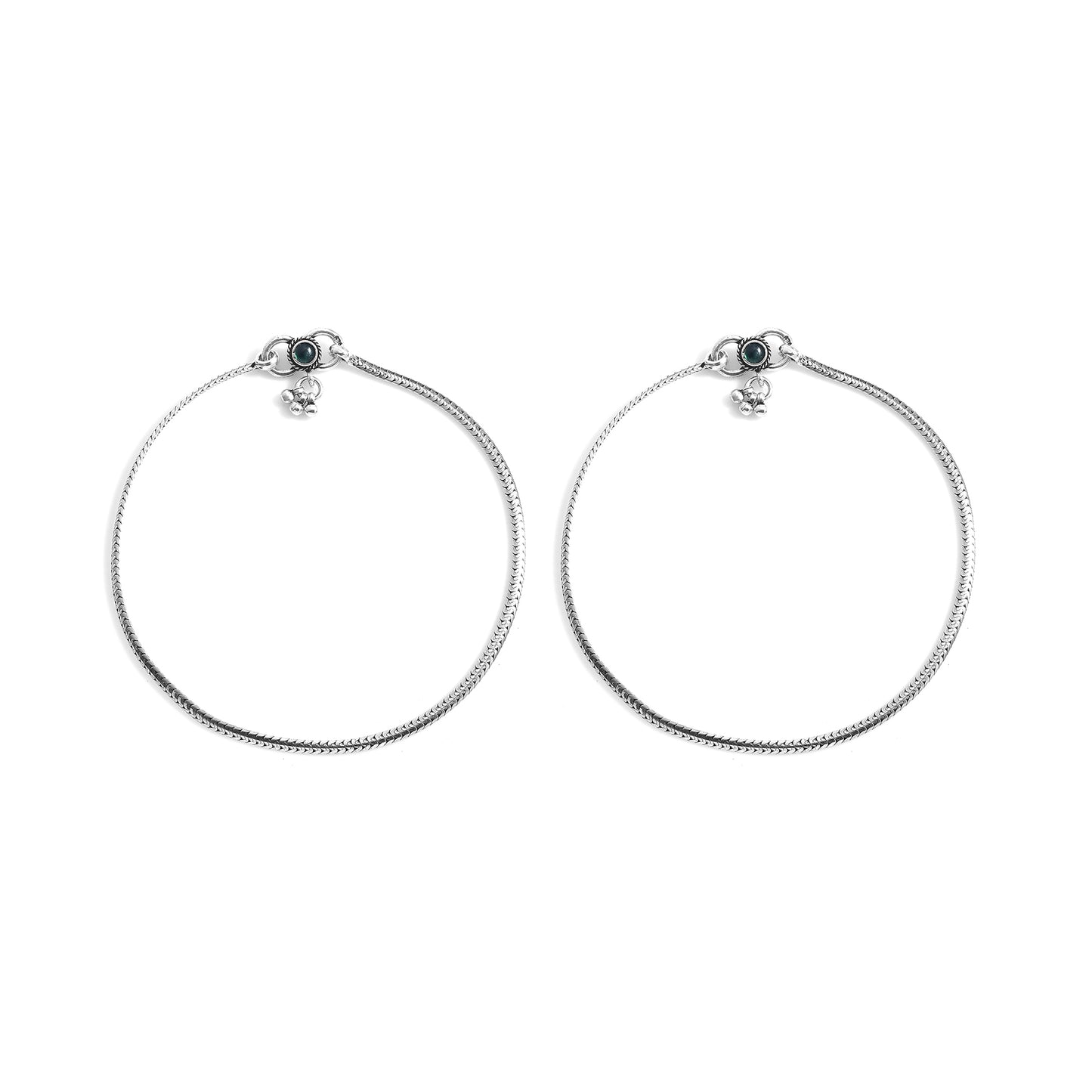 Silver Plain Rope Chain Anklet( Pair)