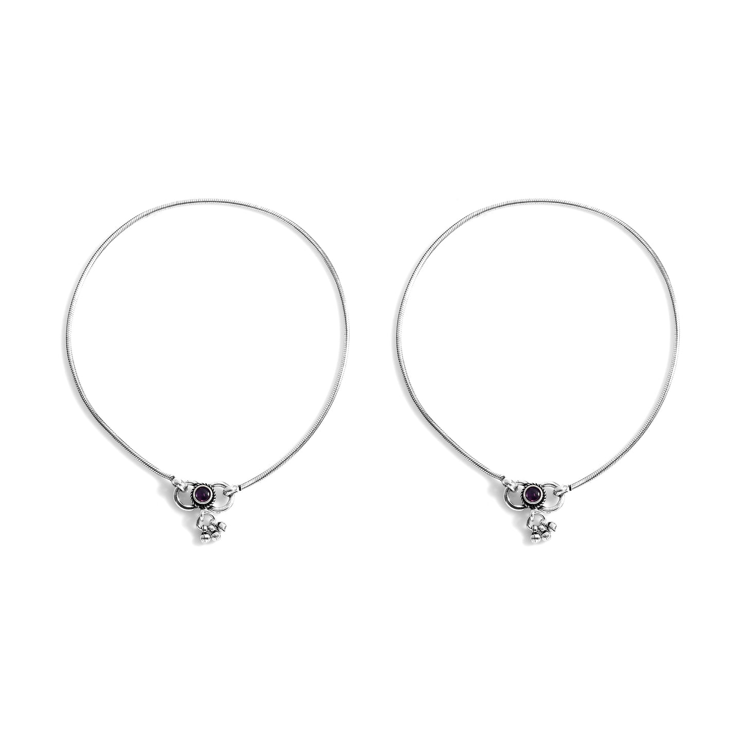 Silver Plain Box Chain Anklet (Pair)