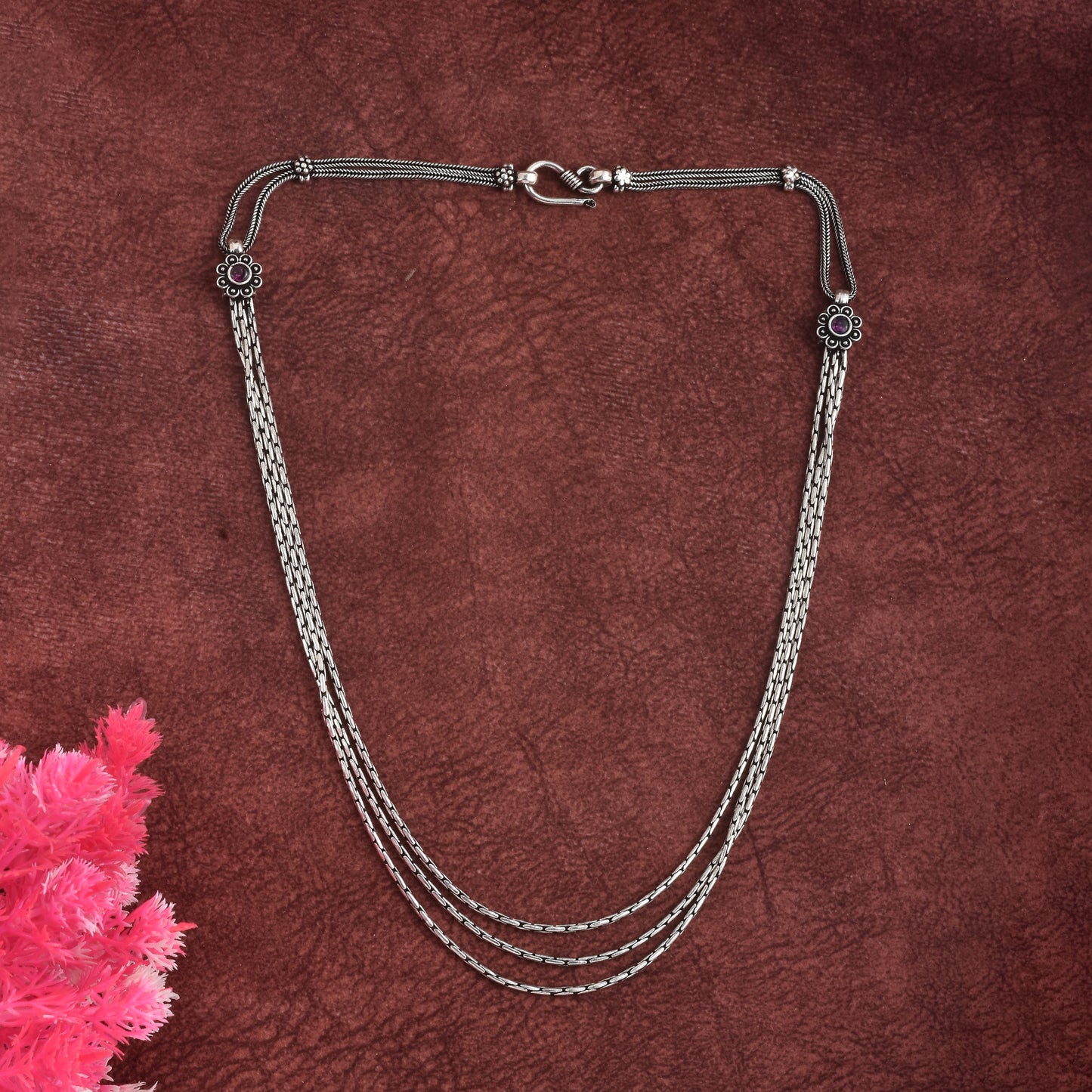 Silver Links Tri layered Neckchain