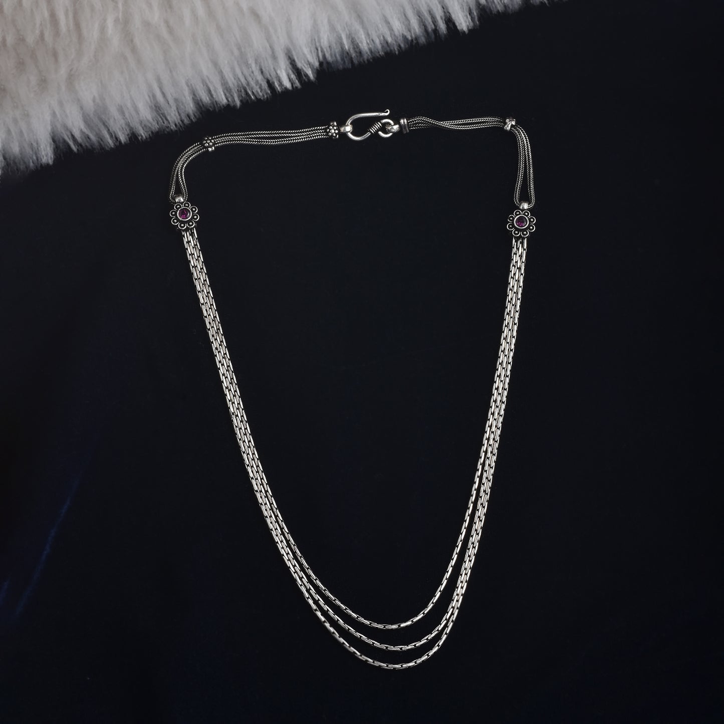 Silver Links Tri layered Neckchain