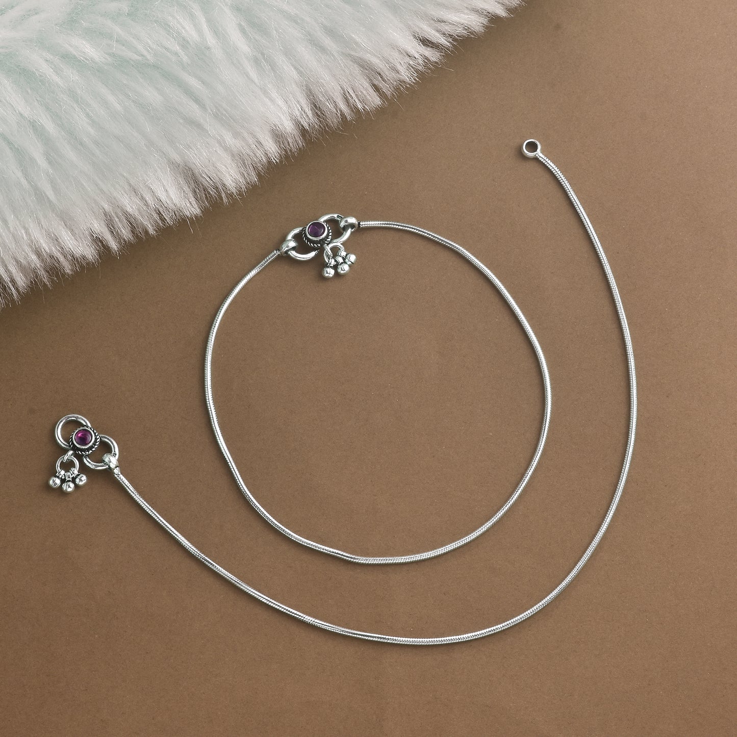 Silver Plain Box Chain Anklet (Pair)
