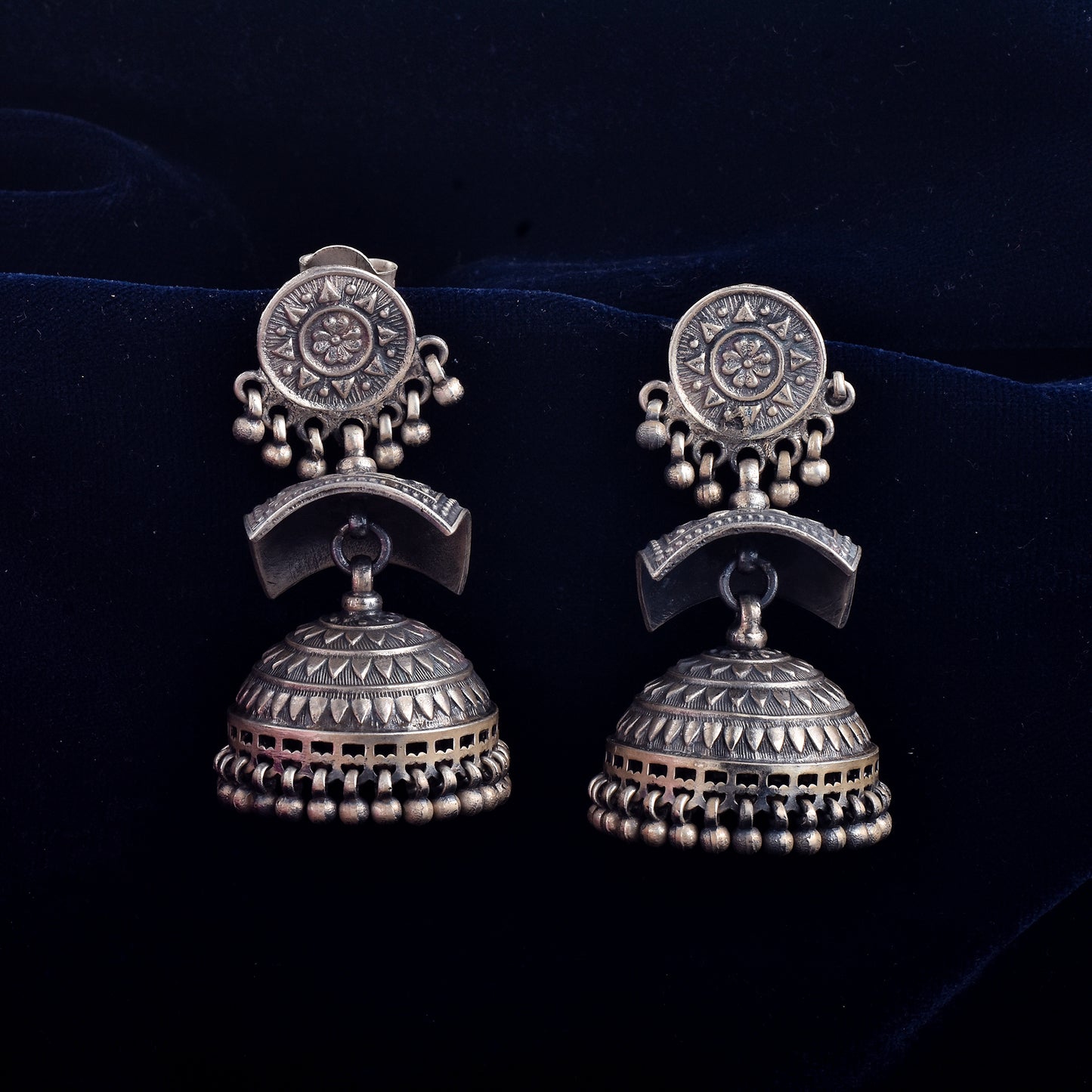 Floral Mandala Bells Jhumka Earrings