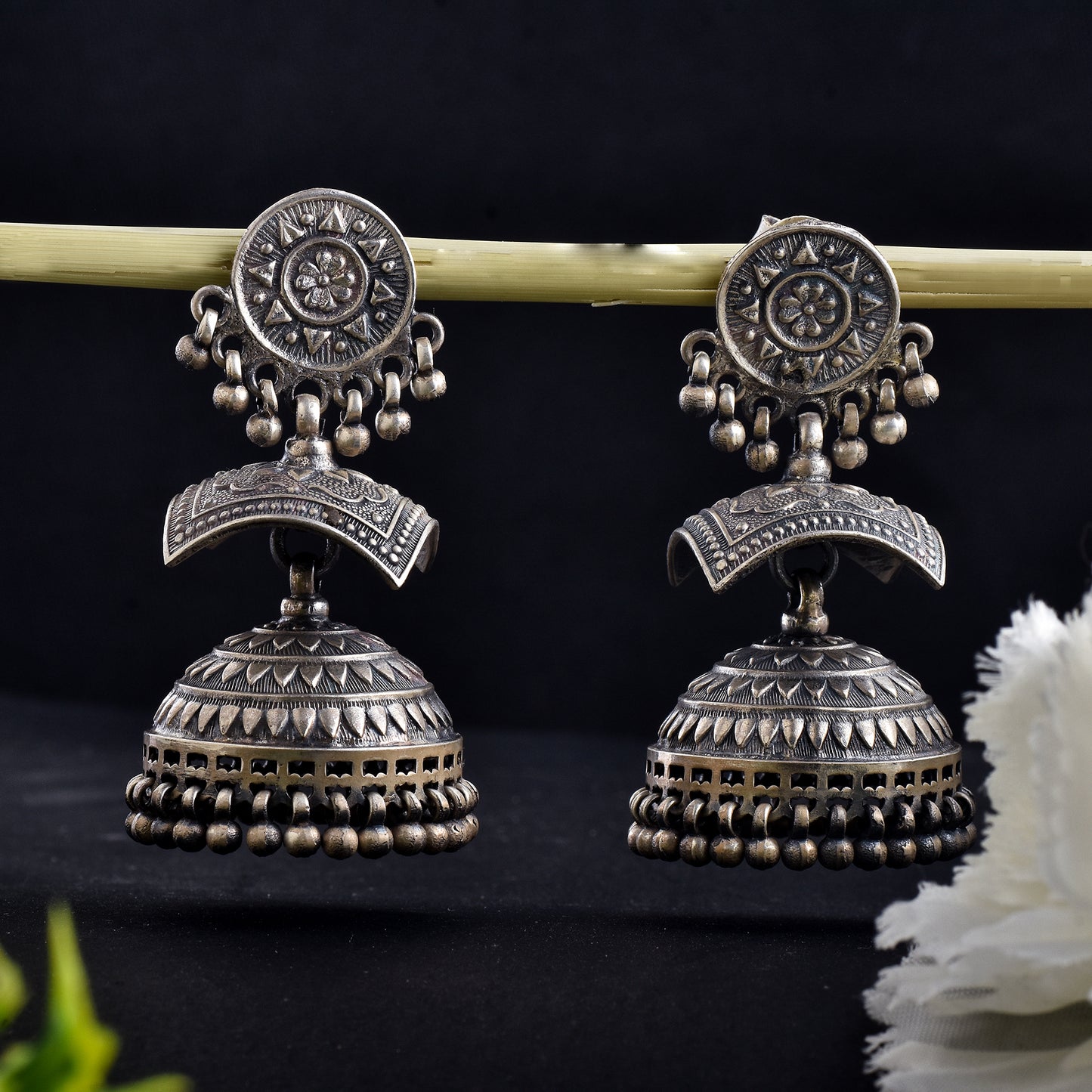 Floral Mandala Bells Jhumka Earrings
