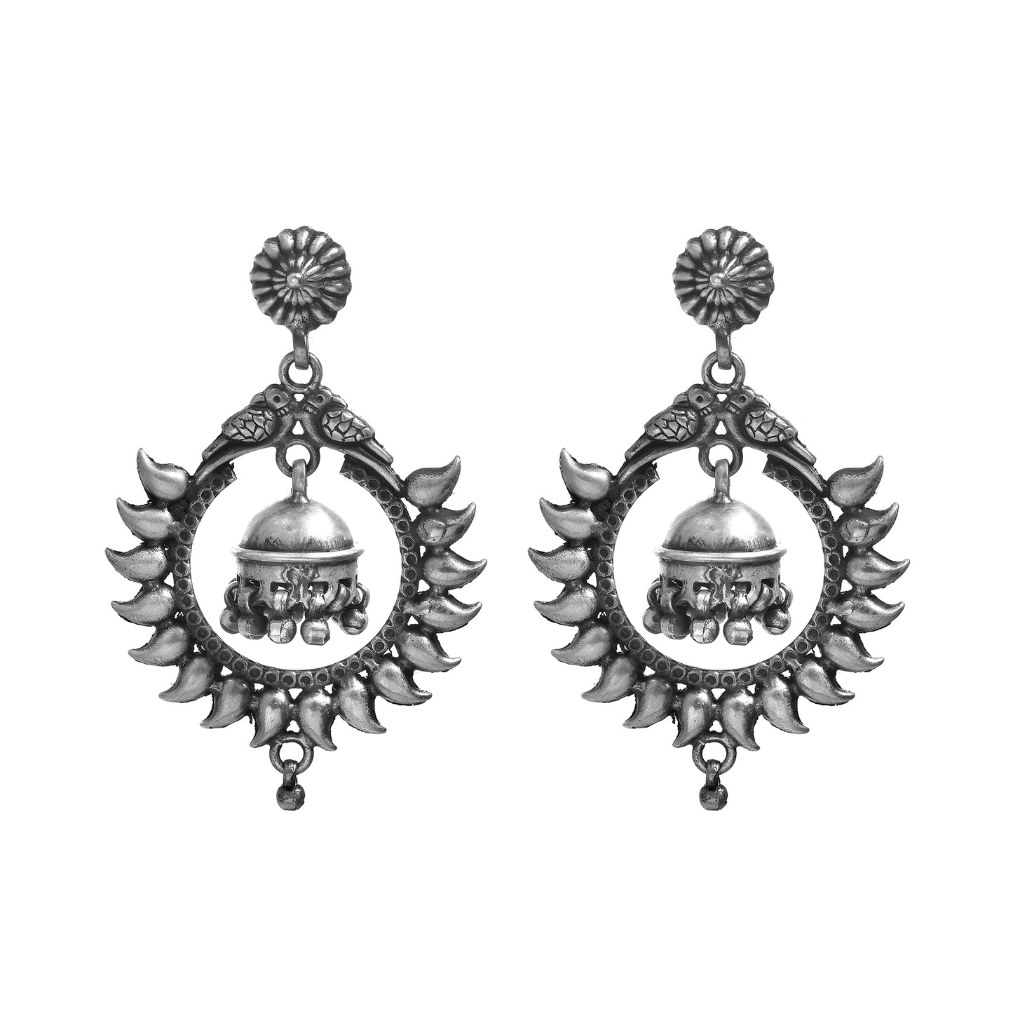 Silver Tota Maina Sunhalo Jhumka Earrings