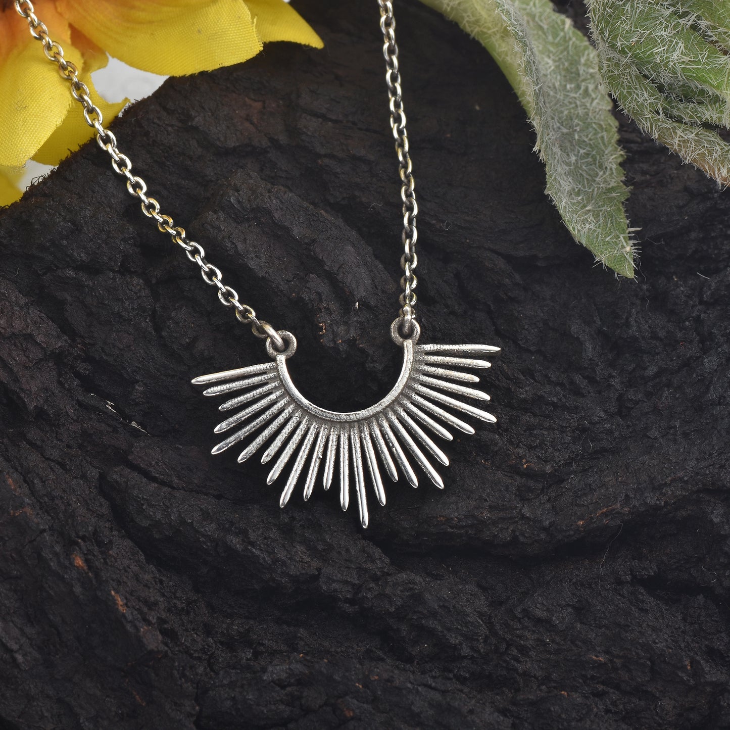 Silver Sun Rays Necklace
