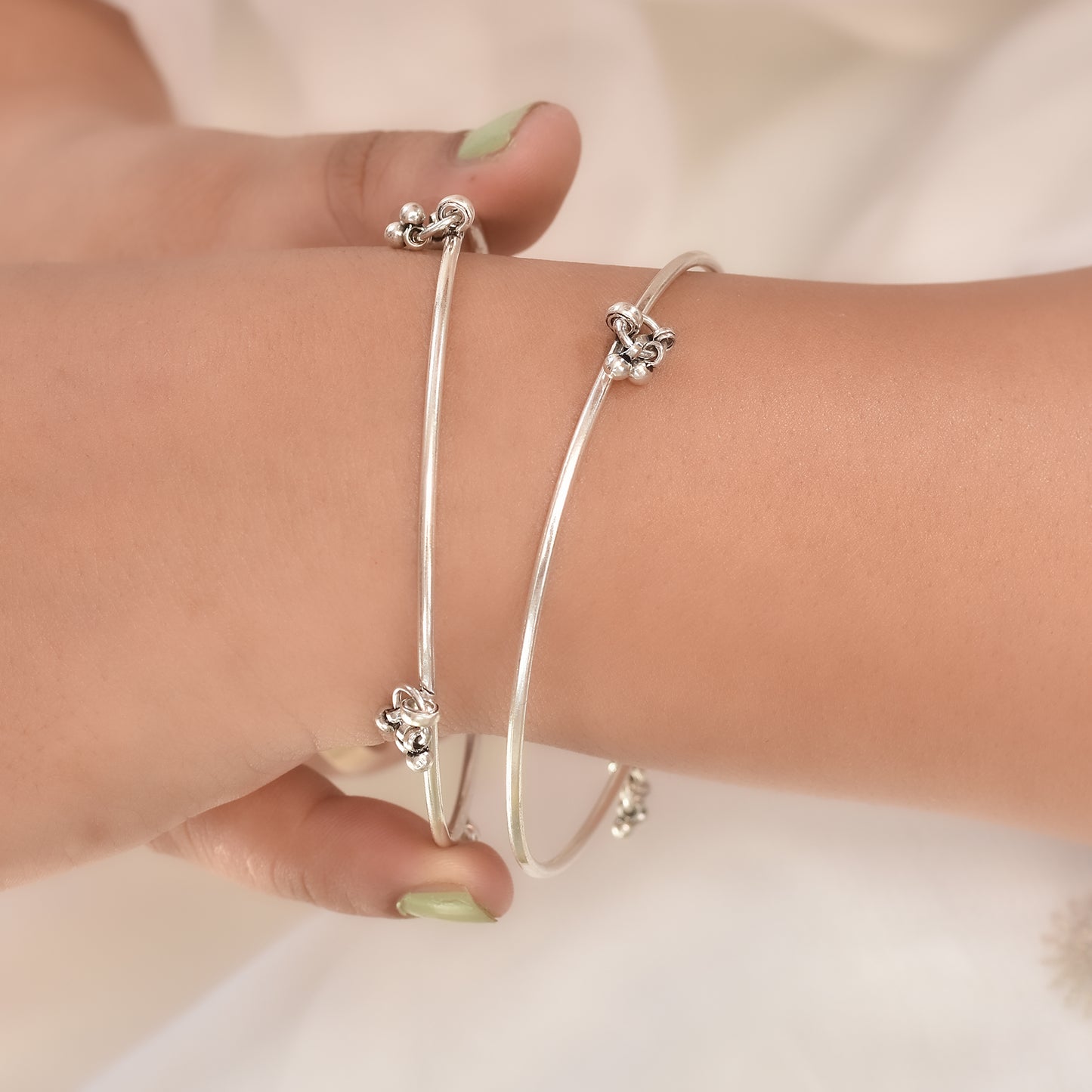 Silver Tinkling Bells Kada Bangle