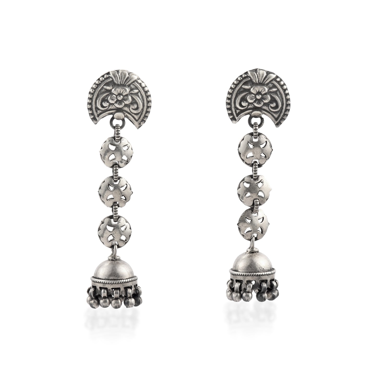Silver Floral Cascade Earrings